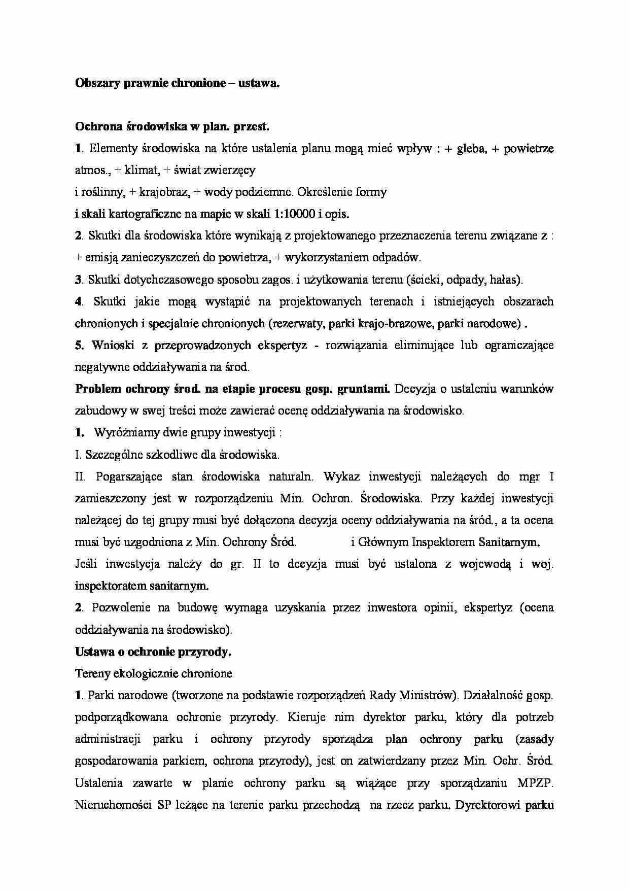 Obszary prawnie chronione- opracowanie - strona 1