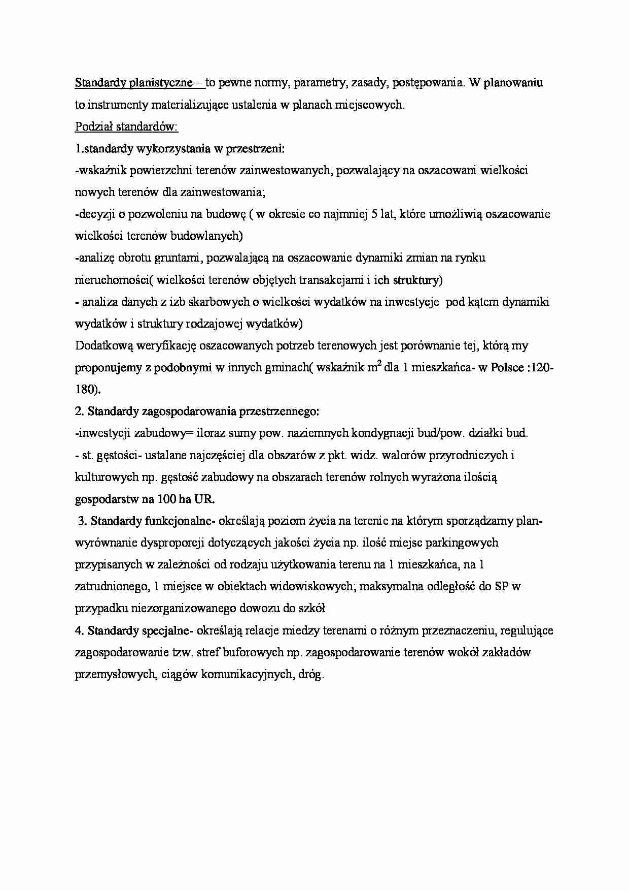 Standardy planistyczne- opracowanie - strona 1