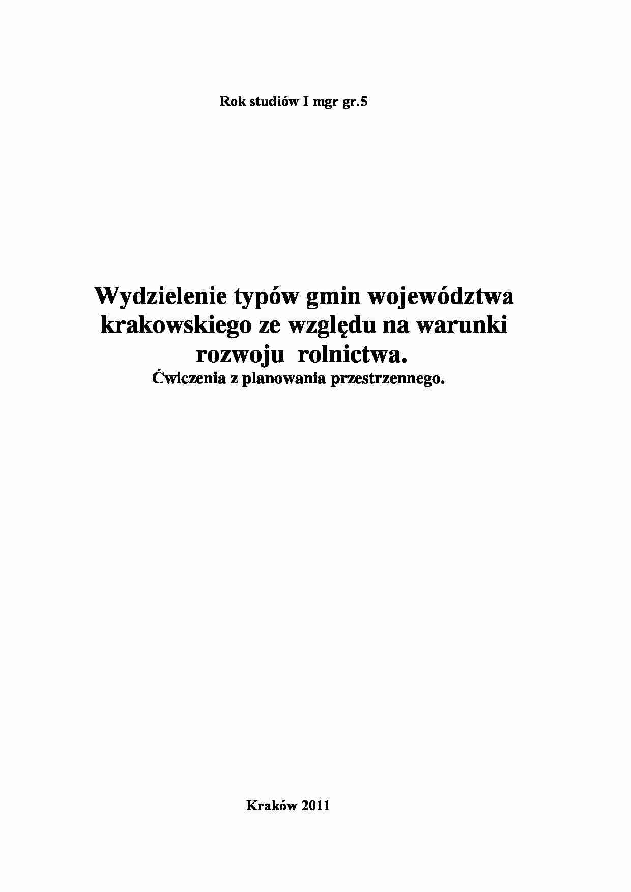 Wydzielenie typów gmin ze względu na warunki rozwoju rolnictwa - projekt - strona 1
