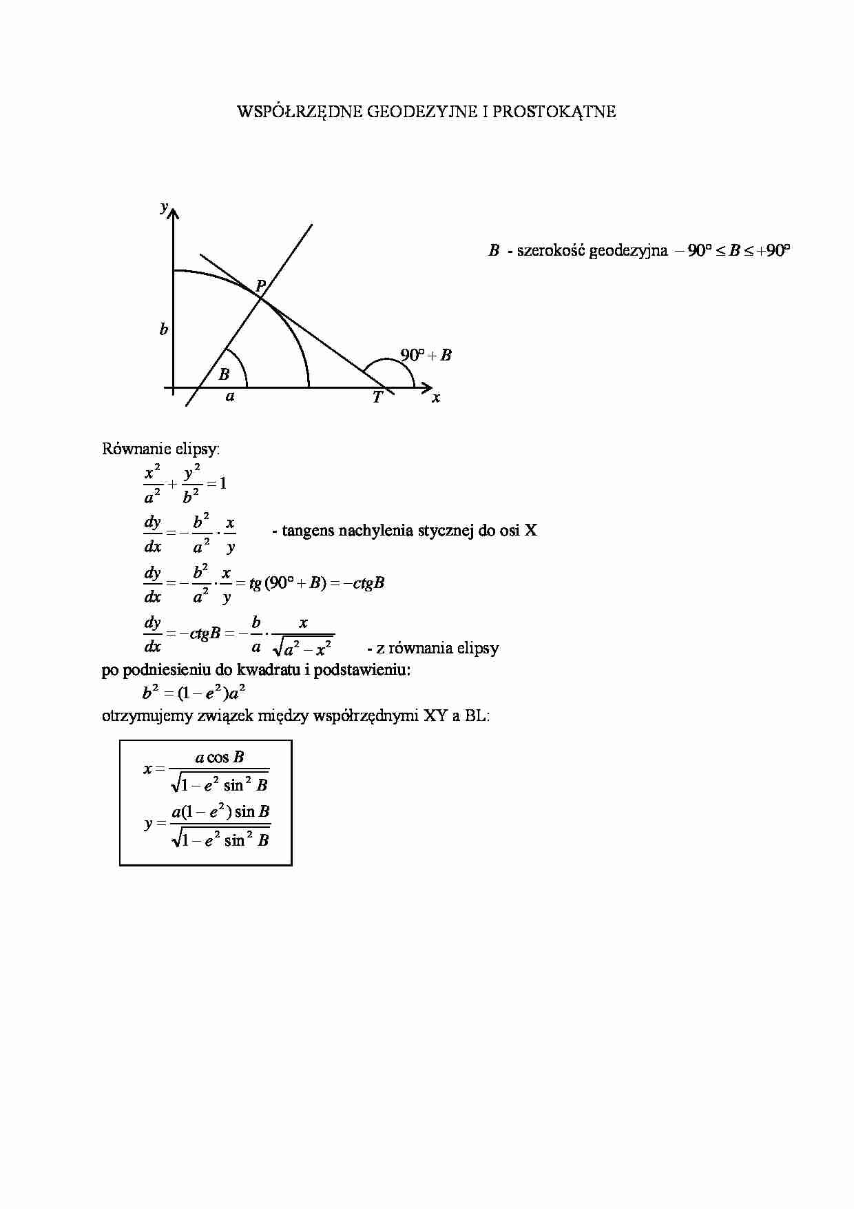 Współrzędne geodezyjne i prostokątne- opracowanie - strona 1