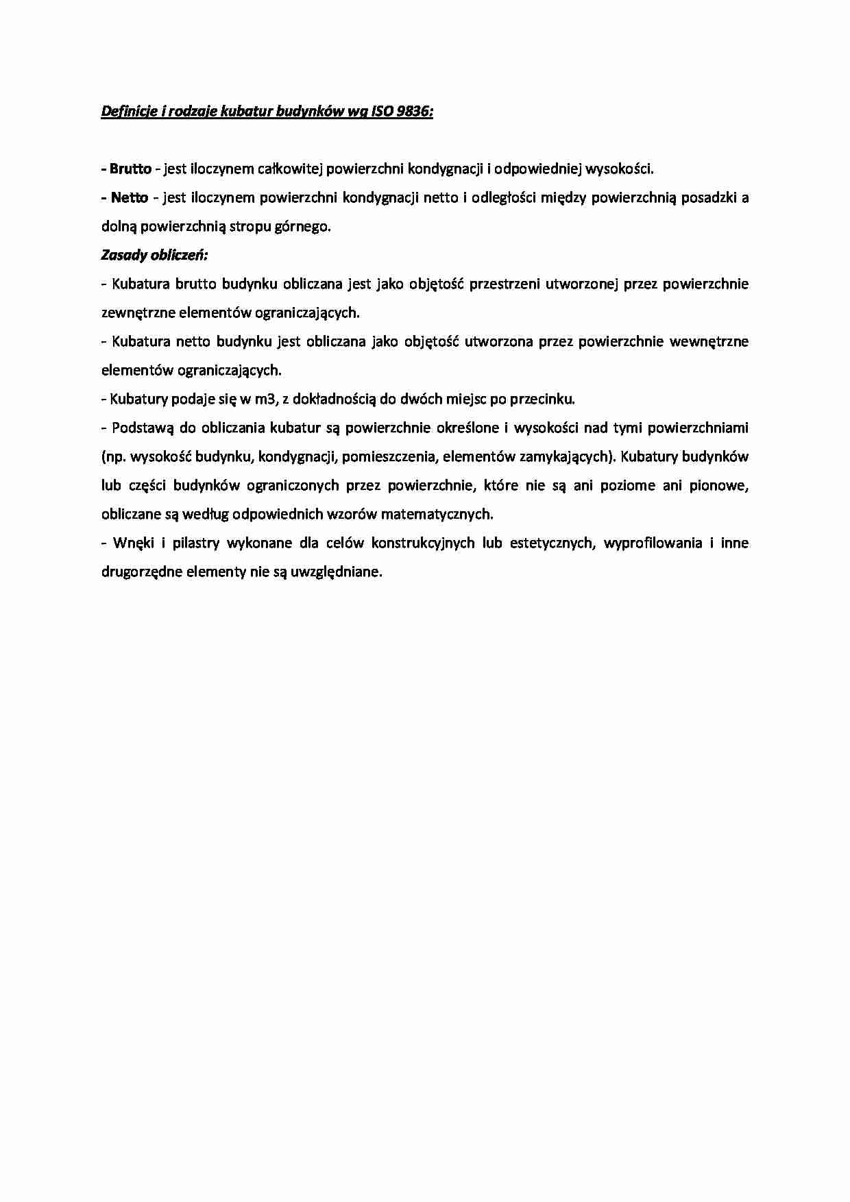 Definicje i rodzaje kubatur budynków wg ISO 9836- opracowanie - strona 1