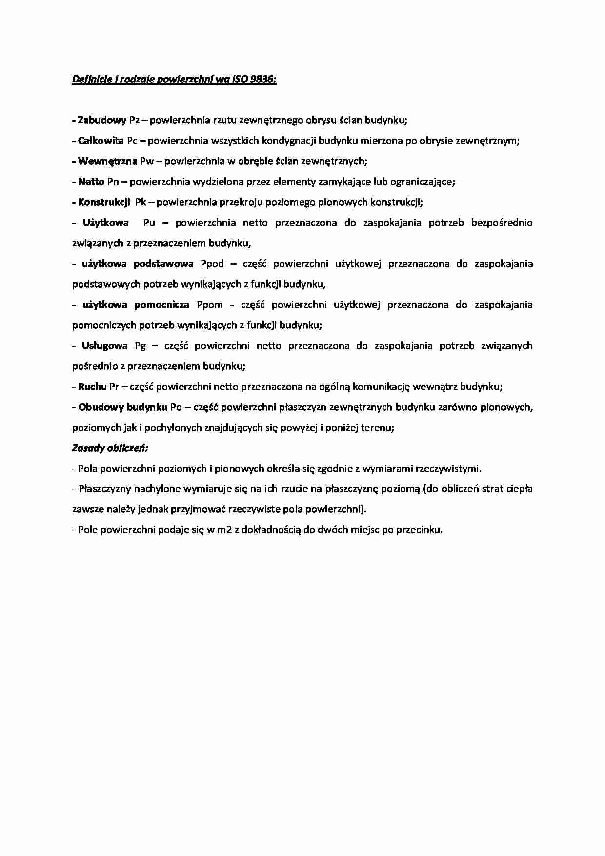 Definicje i rodzaje powierzchni wg ISO 9836- opracowanie - strona 1