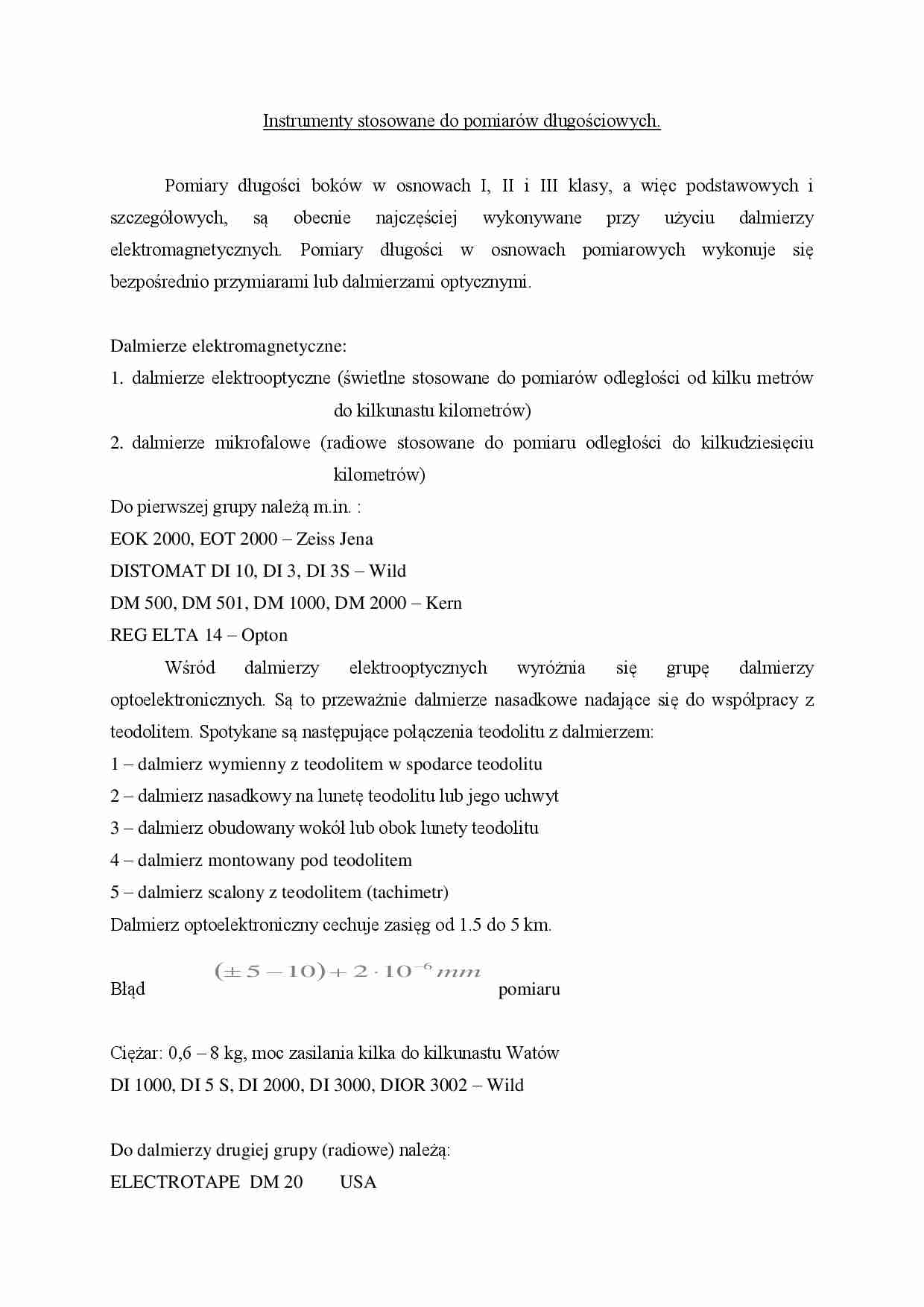 Instrumenty stosowane do pomiarów długościowych- opracowanie - strona 1