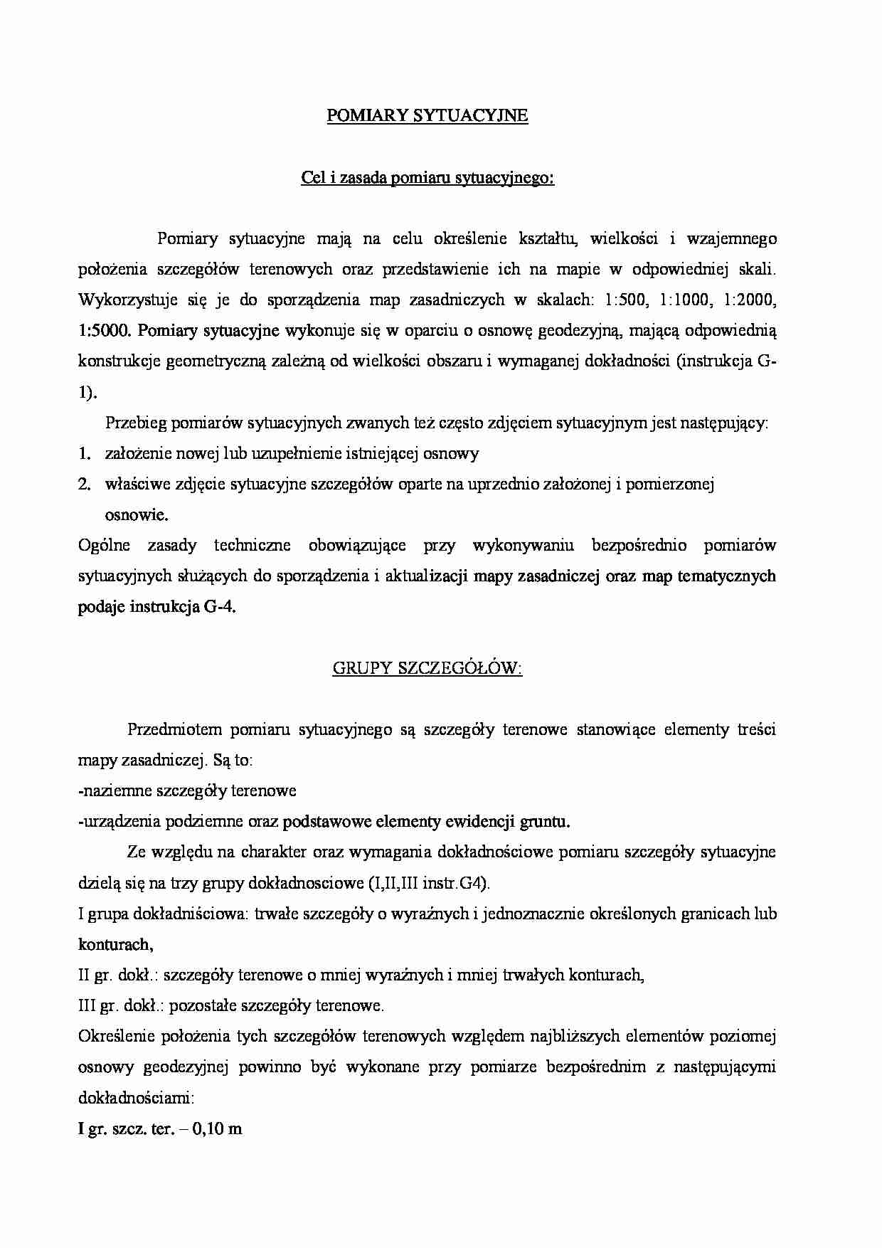 Pomiary sytuacyjne- opracowanie - punkty osnowy - strona 1