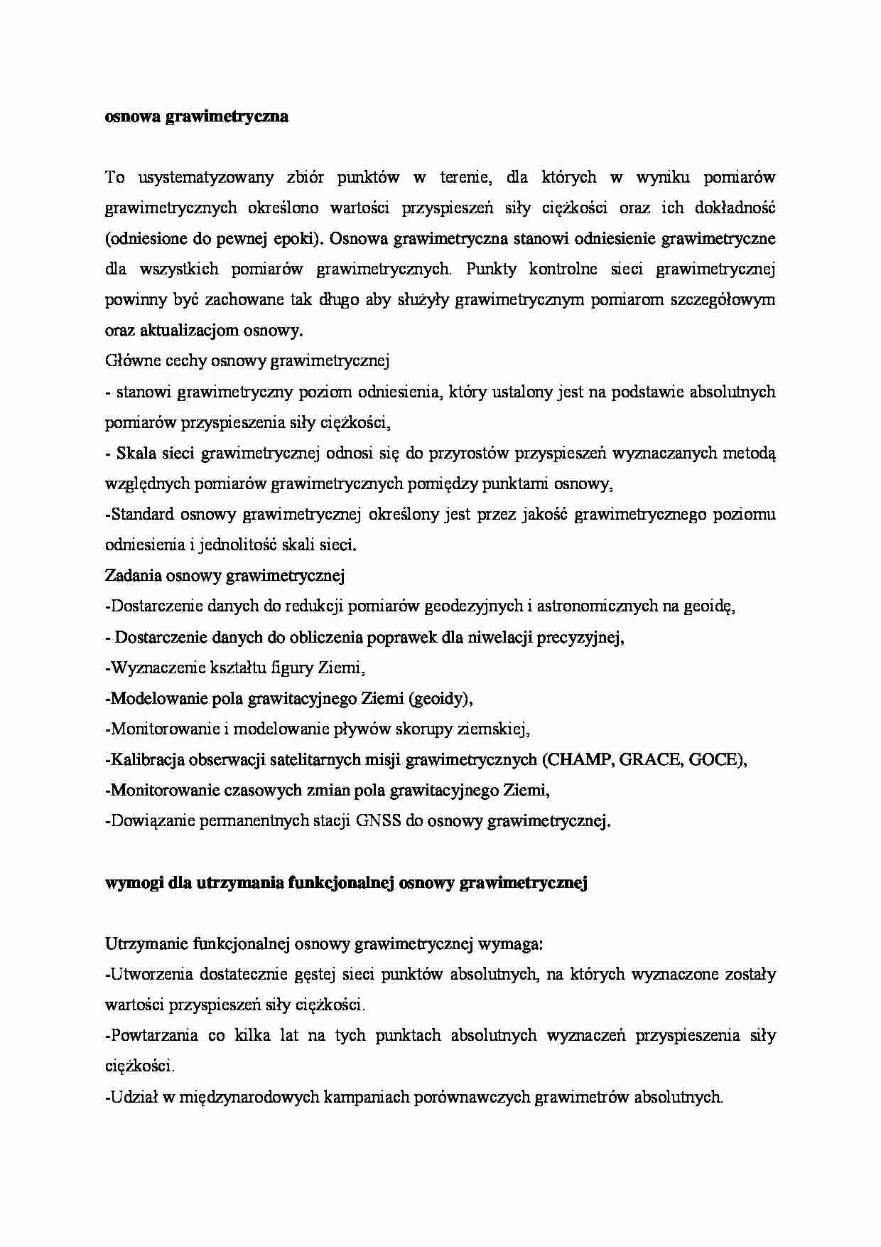 Osnowa grawimetryczna- opracowanie - strona 1