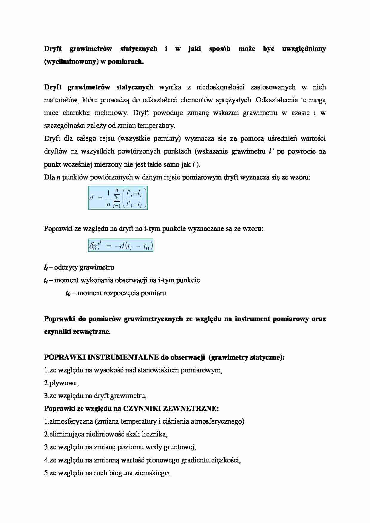 Geodezja fizyczna i grawimetria geodezyjna- poprawki - strona 1