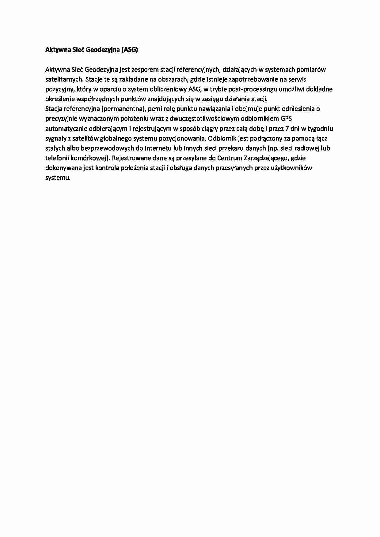 Aktywna Sieć Geodezyjna- opracowanie - strona 1
