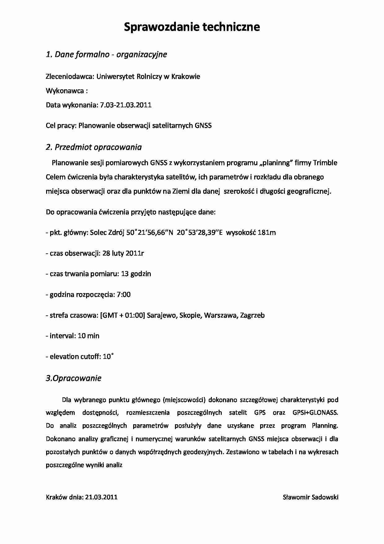Sprawozdanie techniczne  - strona 1