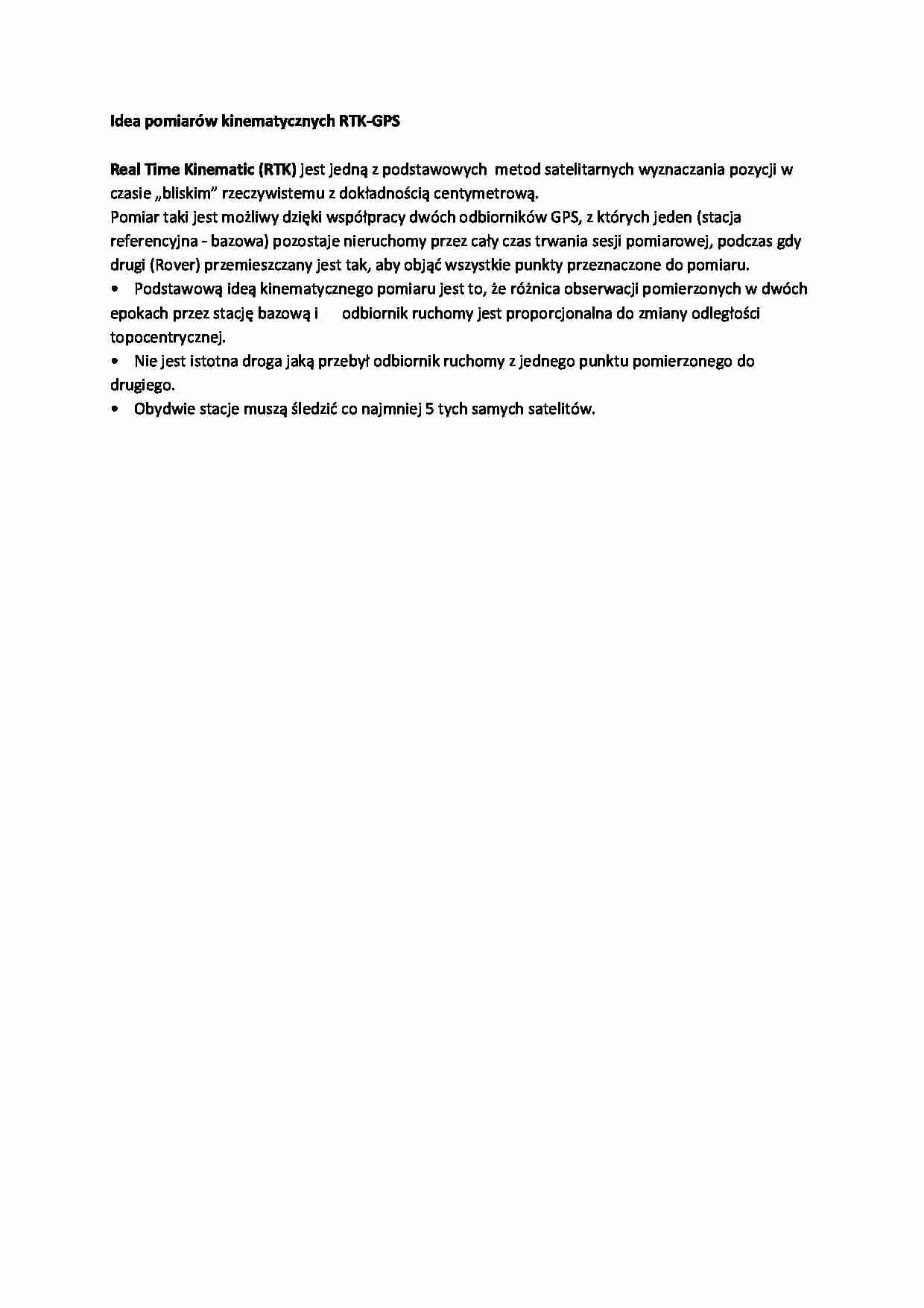 Idea pomiarów kinematycznych RTK- opracowanie - strona 1