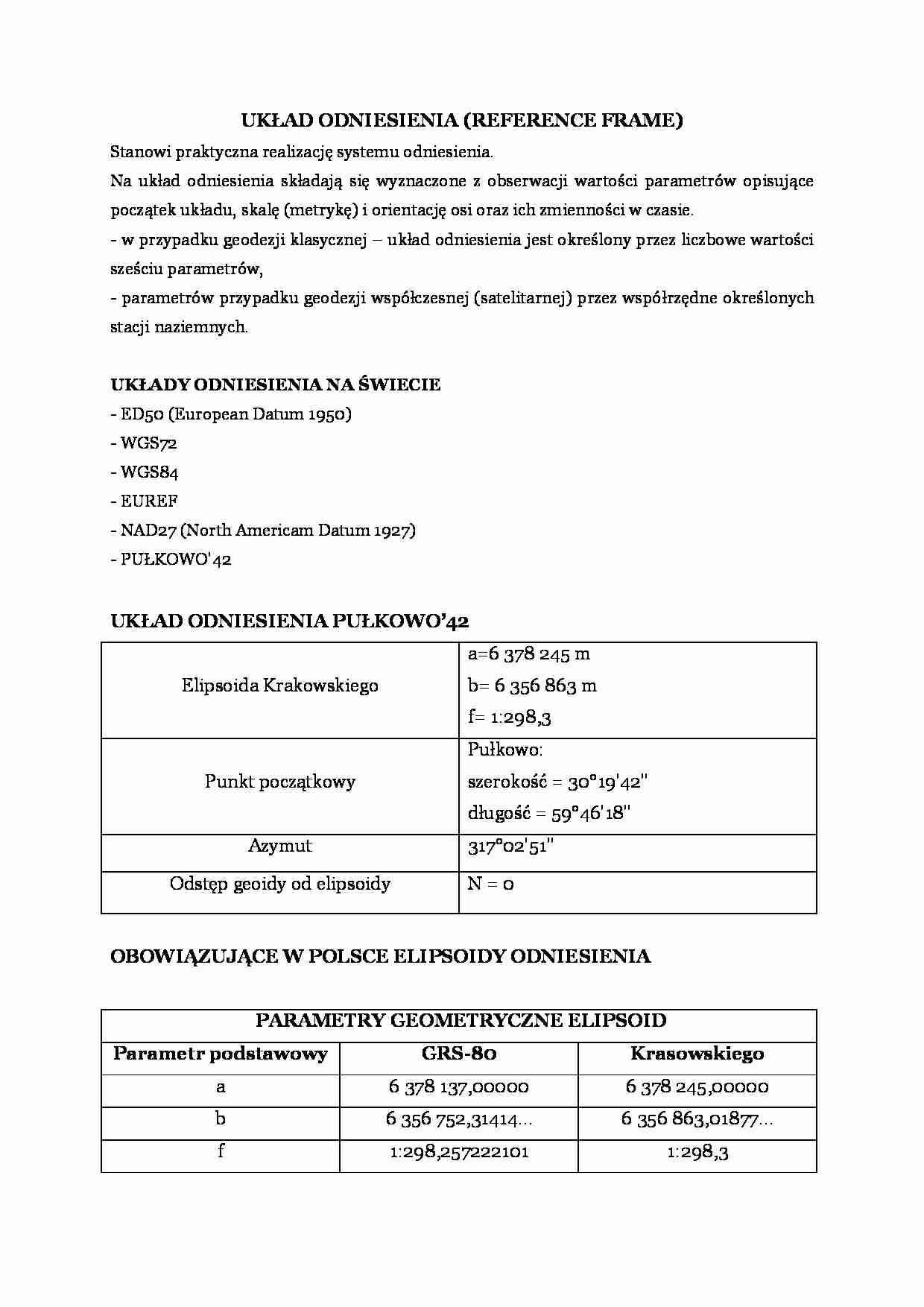 Układ odniesienia- opracowanie - strona 1