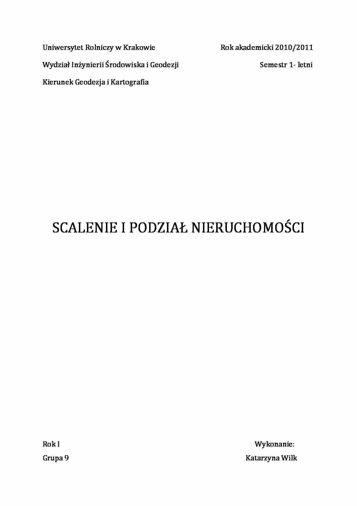 Scalenie i podział nieruchomości- ćwiczenie - strona 1