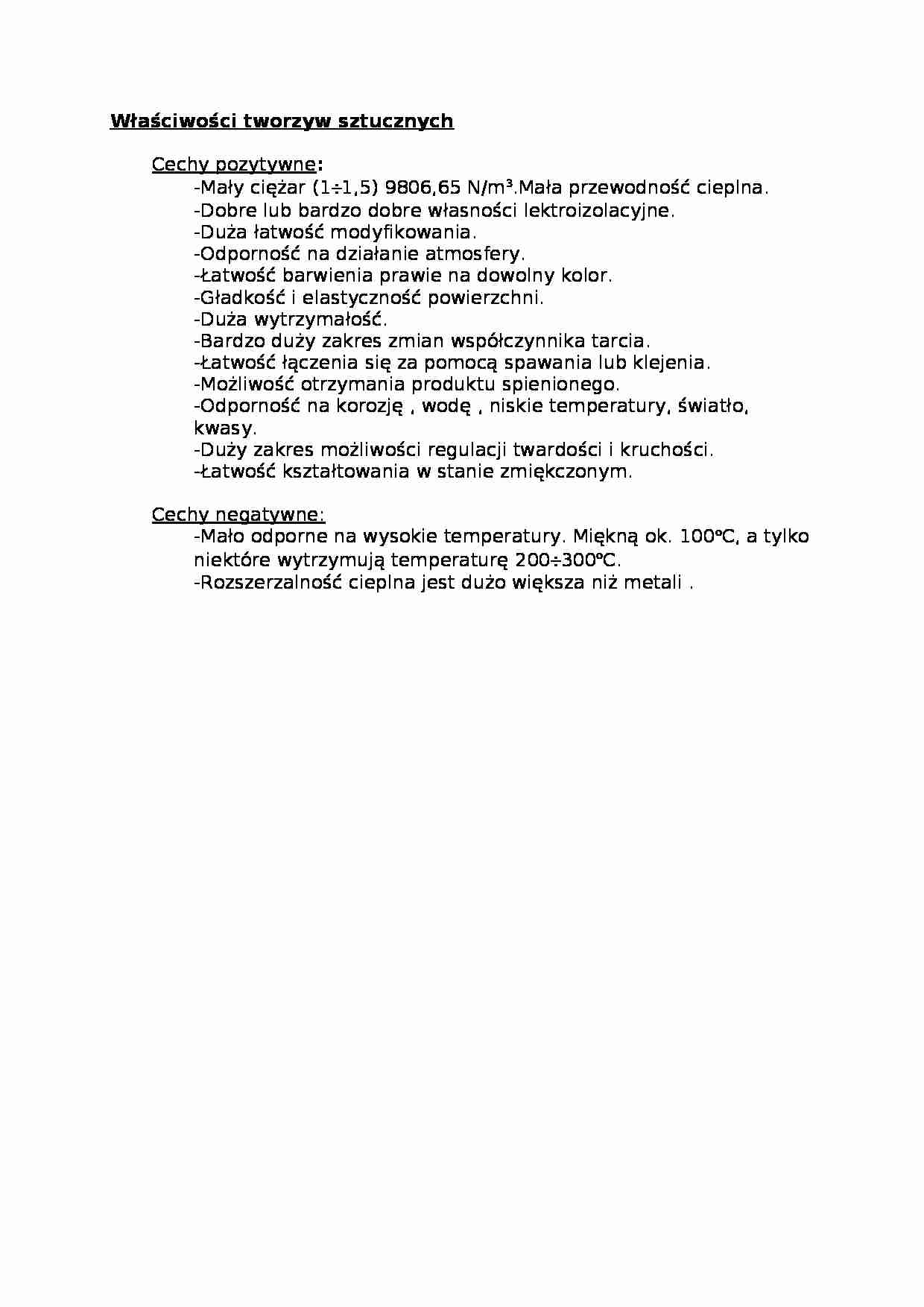 Właściwości tworzyw sztucznych - wykład - strona 1