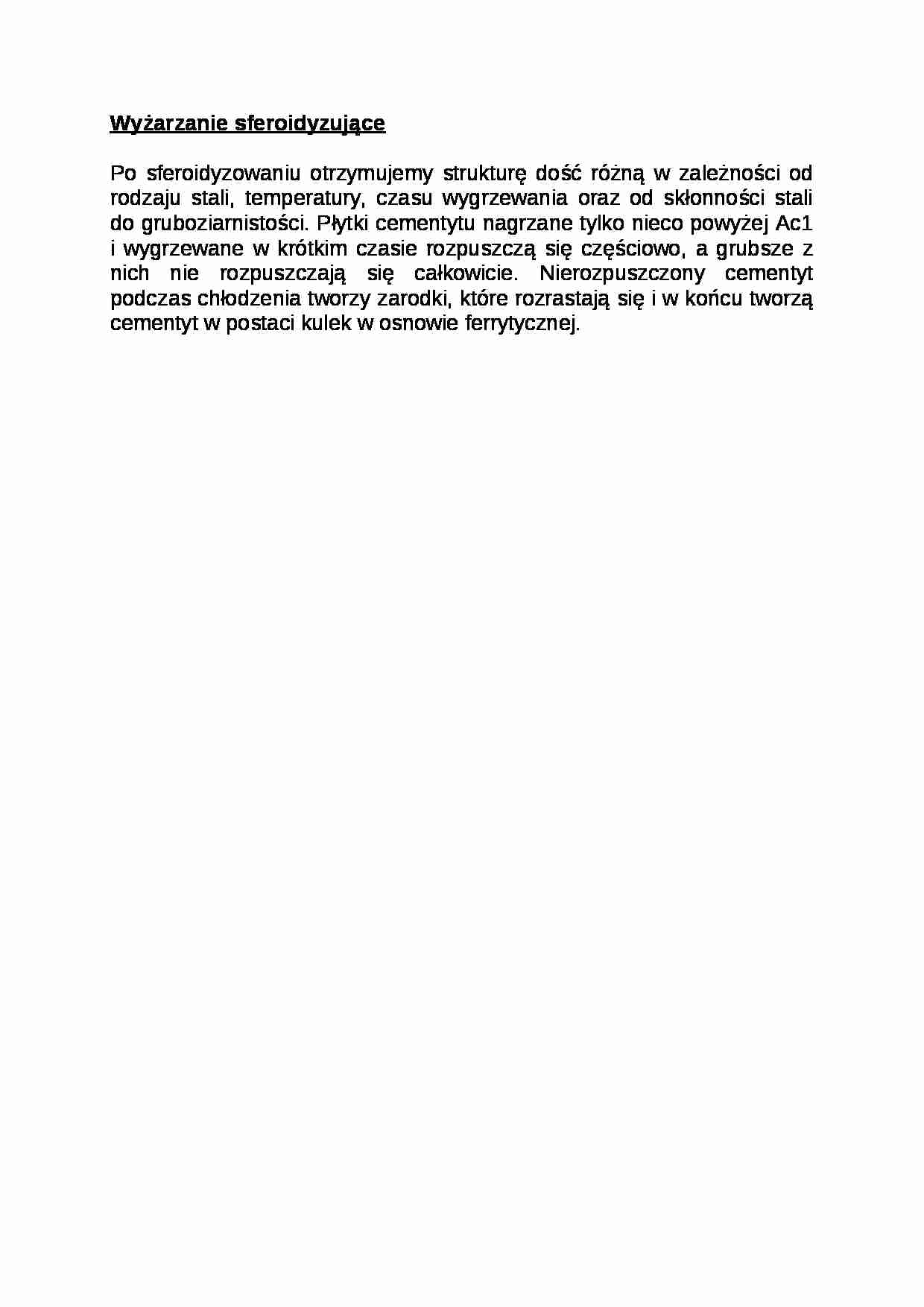 Wyżarzanie sferoidyzujące - wykład - strona 1