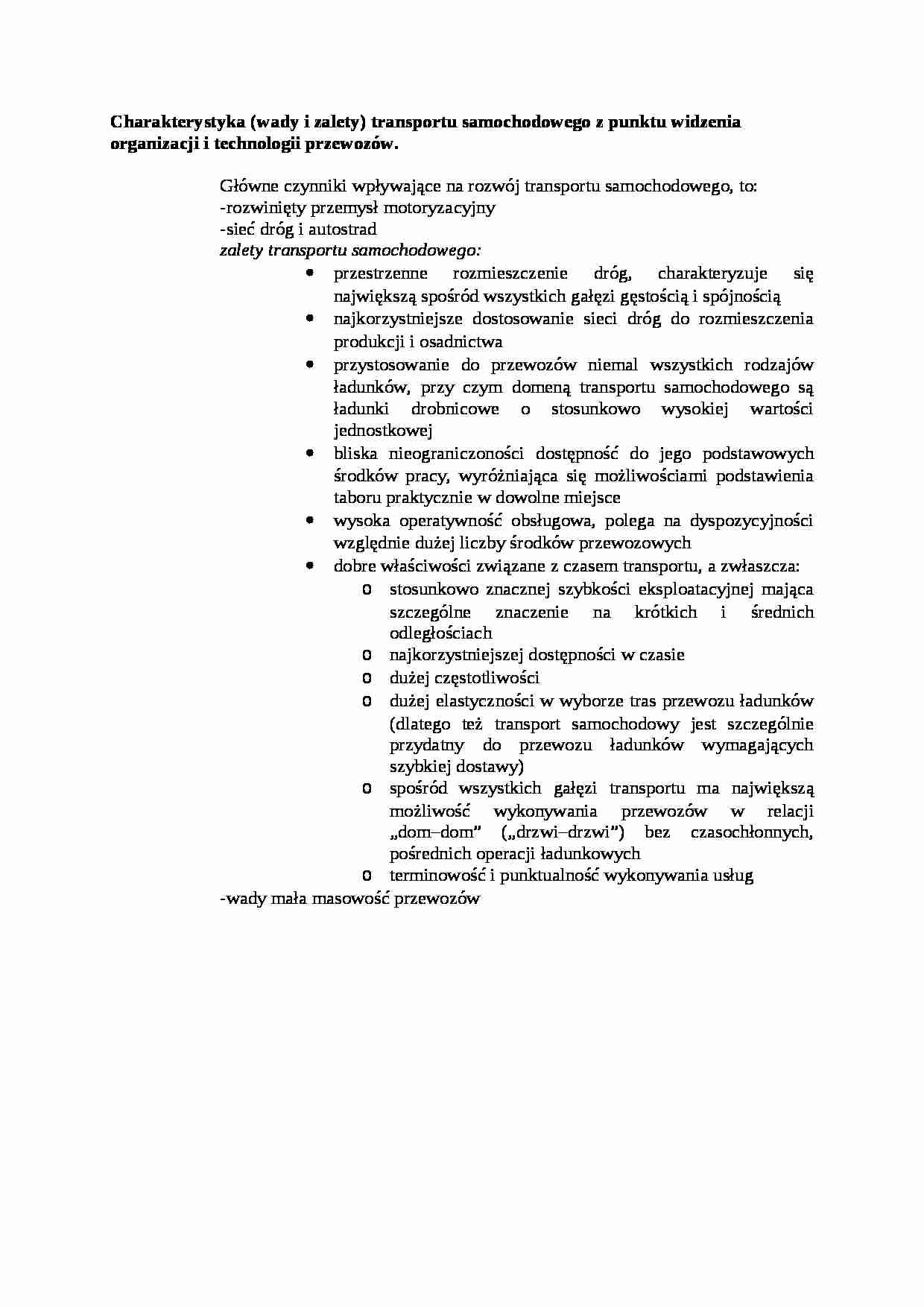 Charakterystyka transportu samochodowego - wykład - strona 1
