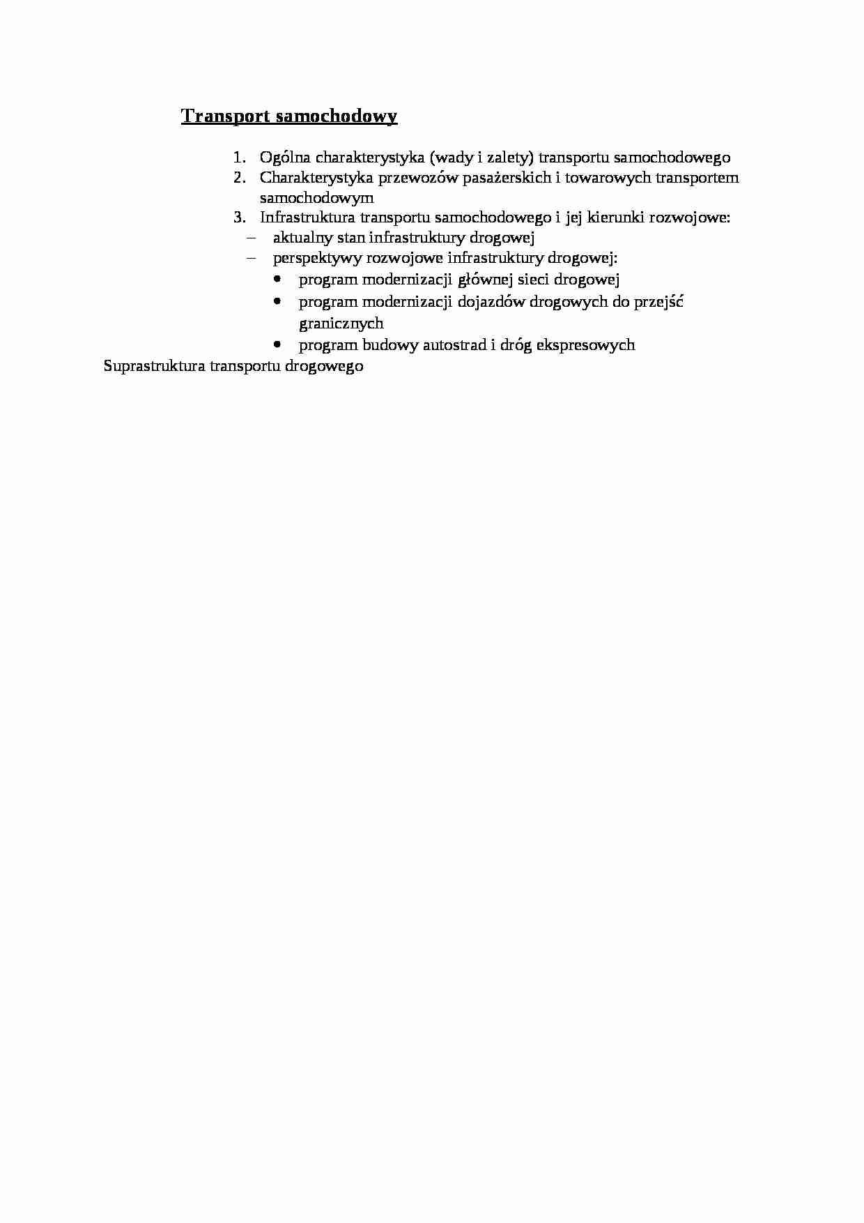 Transport samochodowy - opracowanie - strona 1