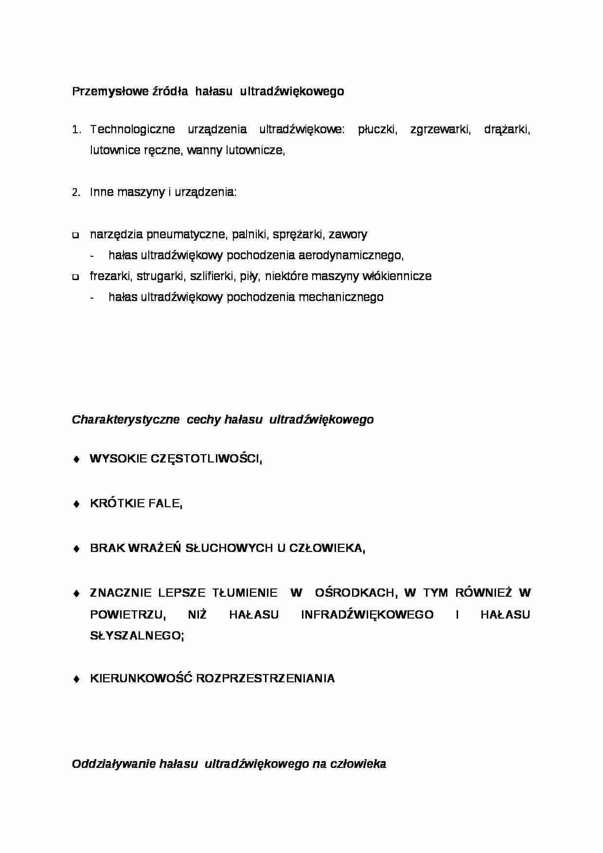 Hałas ultradźwiękowy - wykład - strona 1