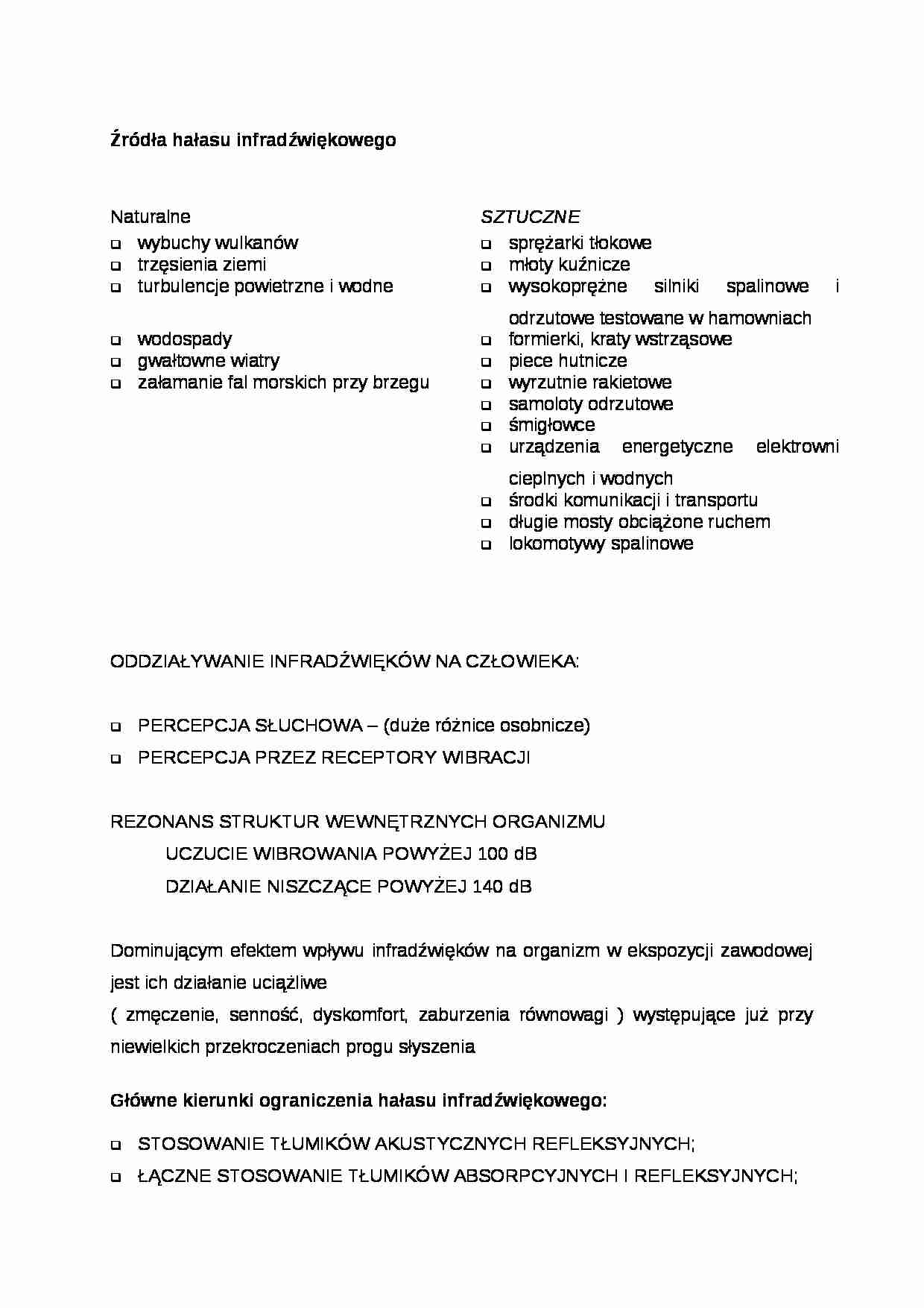 Hałas infradźwiękowy - wykład - strona 1