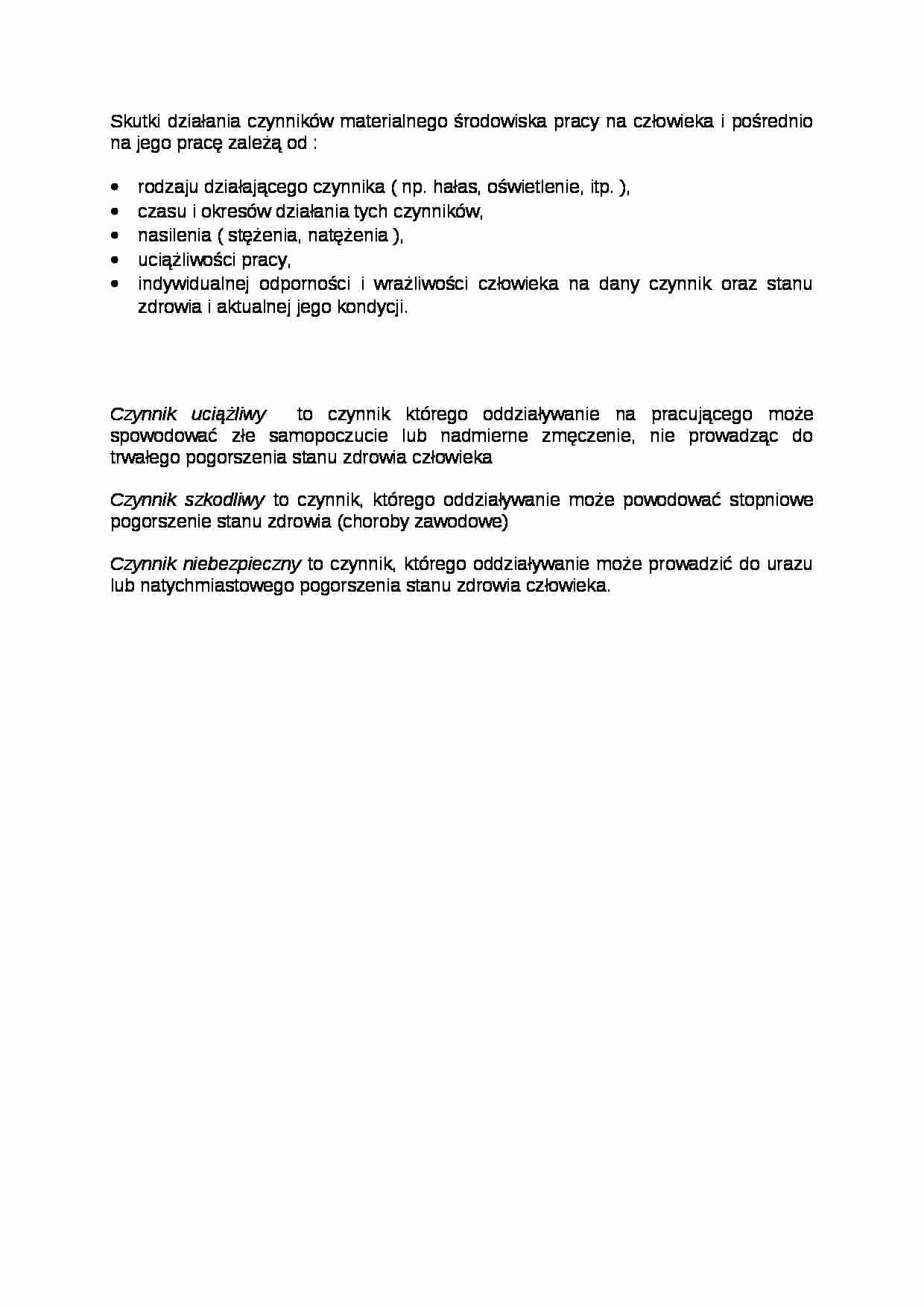 Skutki działania czynników materialnego środowiska - wykład - strona 1
