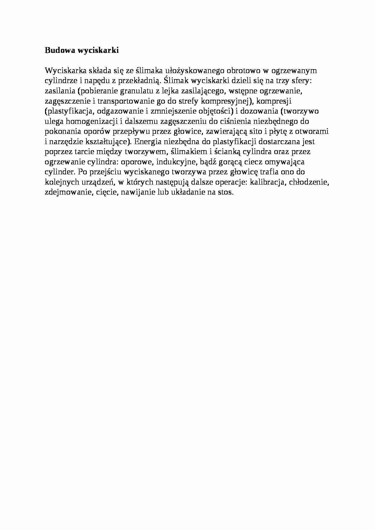 Budowa wyciskarki - opracowanie - strona 1