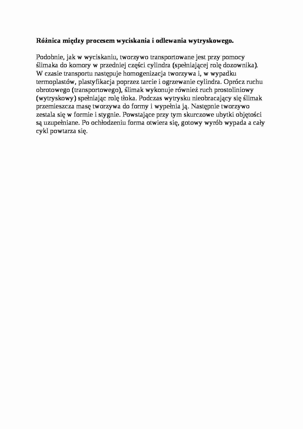 Wyciskanie i odlewanie wytryskowe - wykład - strona 1