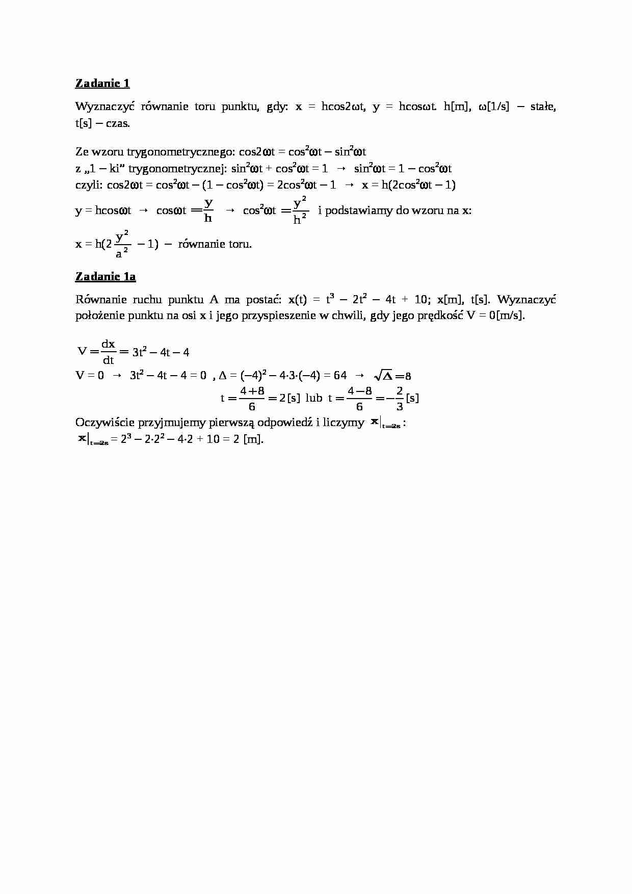 Mechanika techniczna - ćwiczenia - strona 1