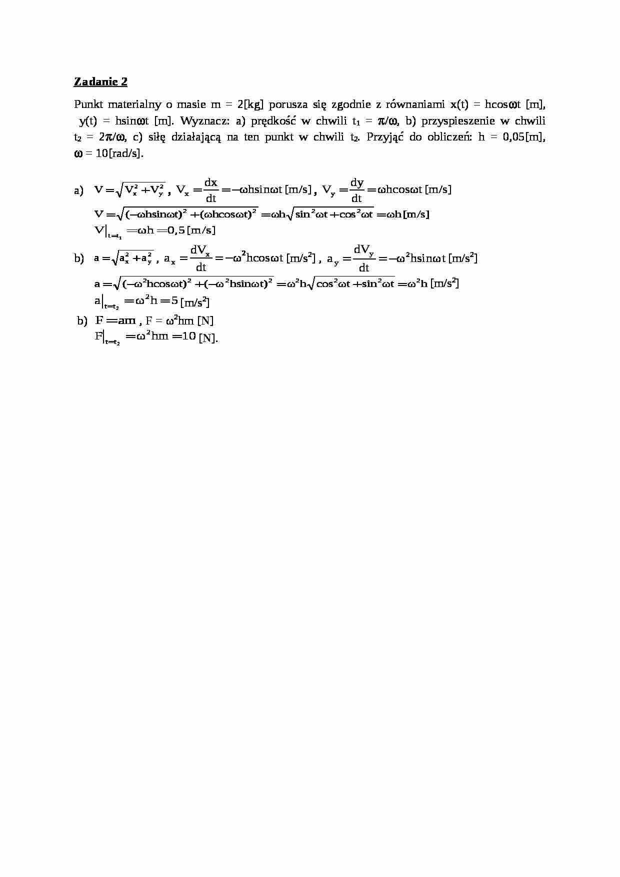 Mechanika techniczna - ćwiczenia - wyznaczenie prędkości punktu - strona 1