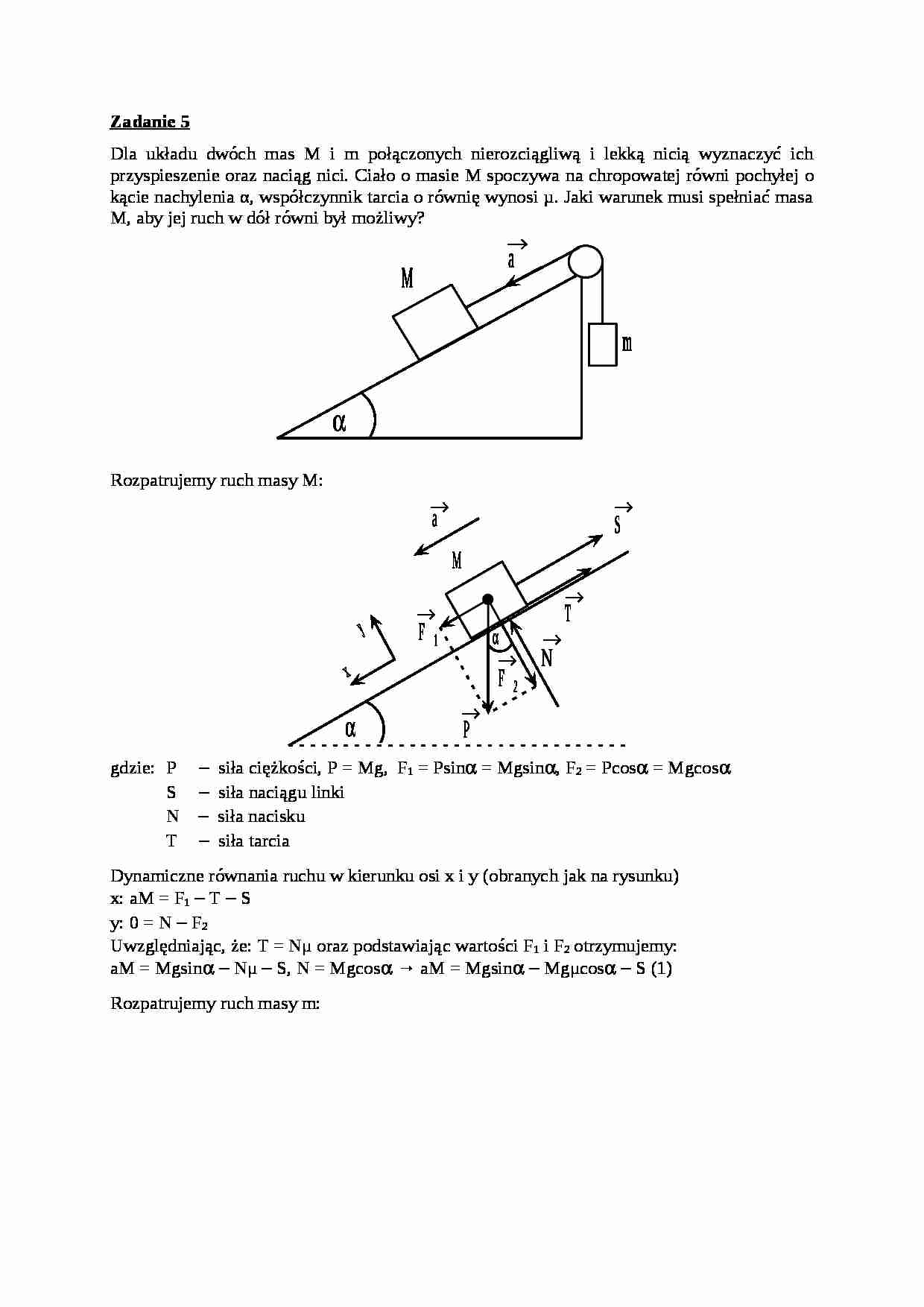 Mechanika techniczna - ćwiczenia - Siła naciągu - strona 1