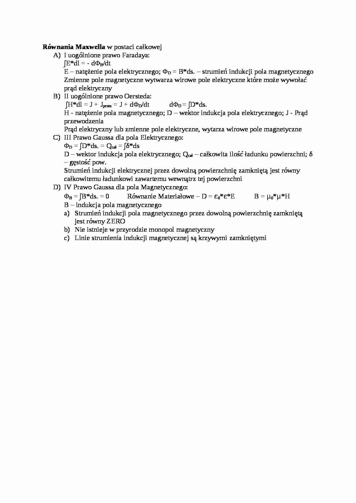Równania Maxwella - wykład - strona 1