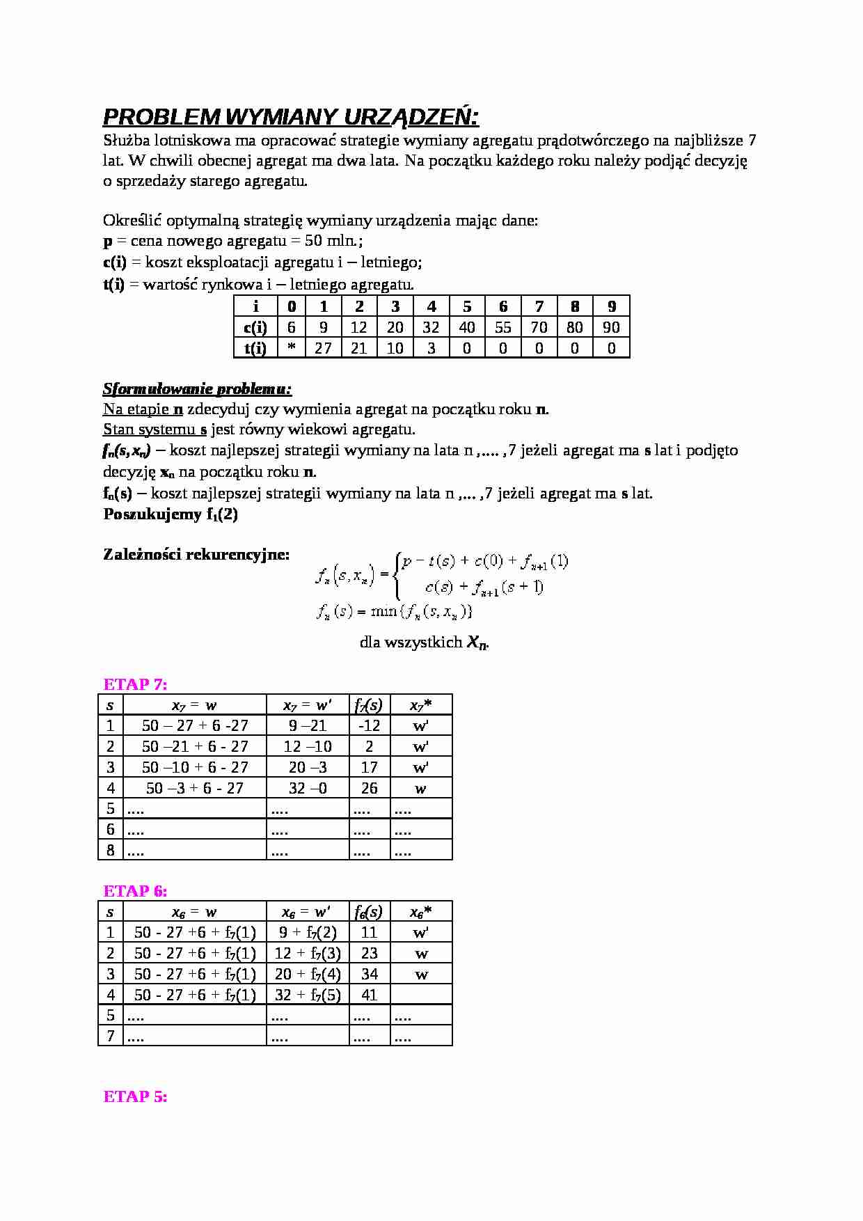 PD problem wymiany urządzeń - wykład - strona 1