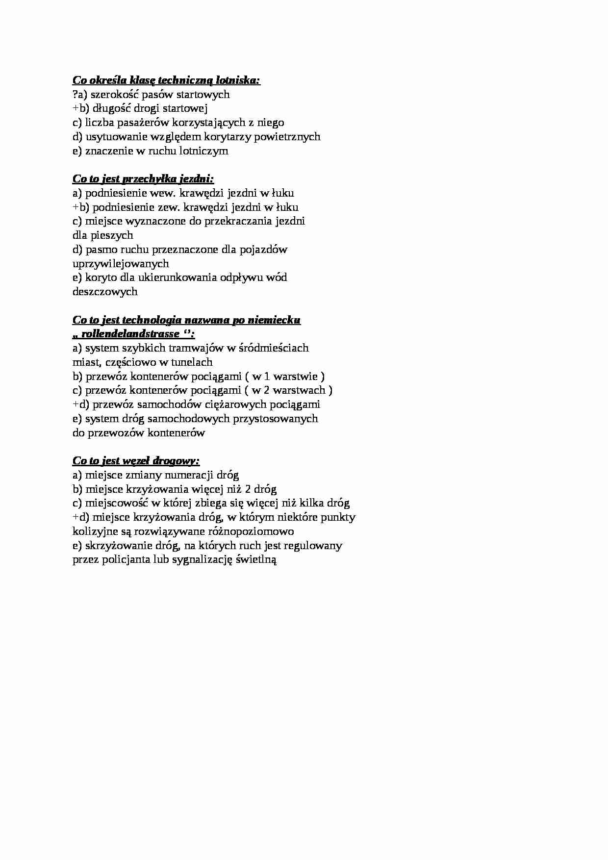 Infrastruktura transportu - test - Przechył jezdni - strona 1