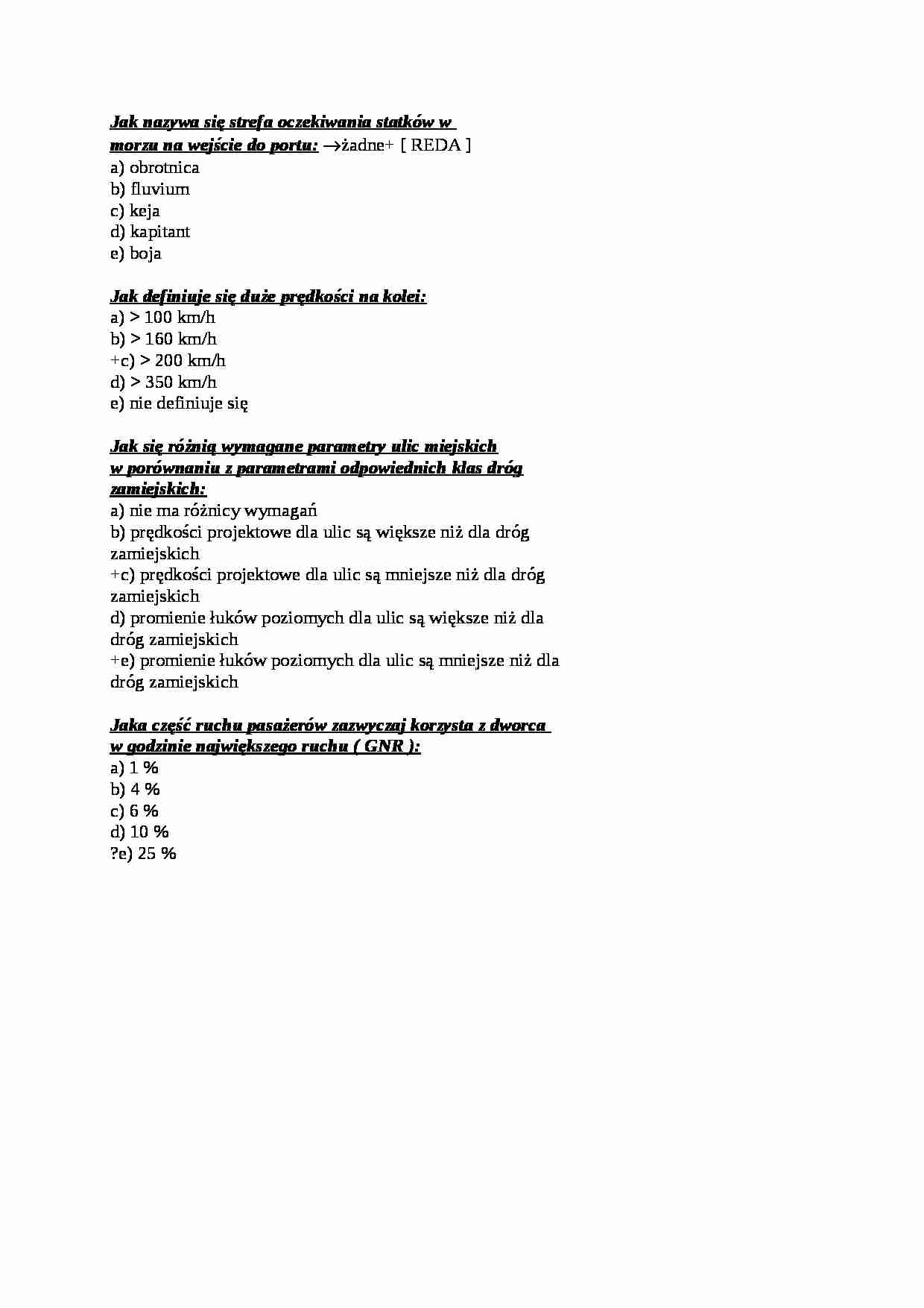 Infrastruktura transportu - test - Klasy dróg - strona 1