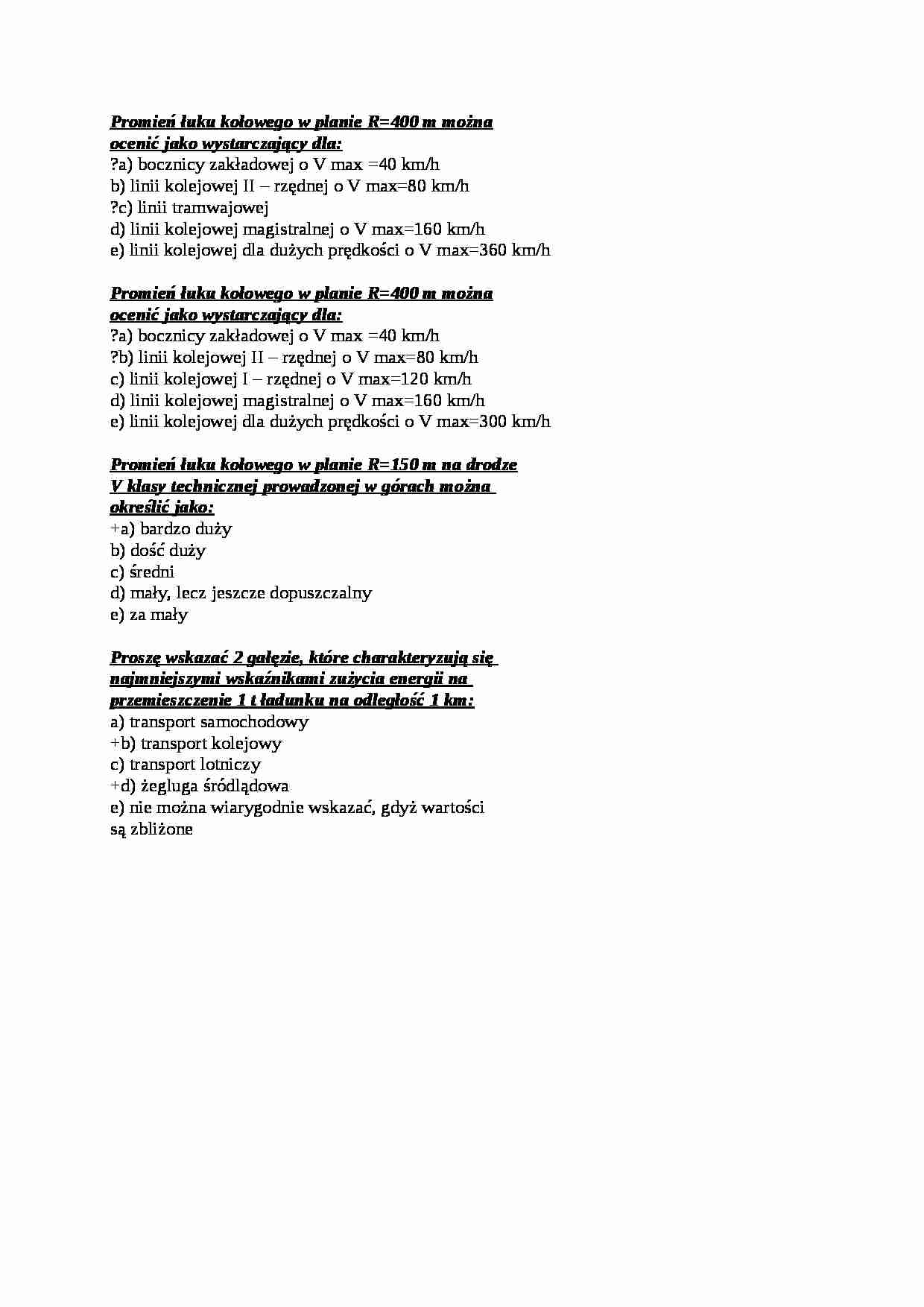 Infrastruktura transportu - test - luk kołowy - strona 1