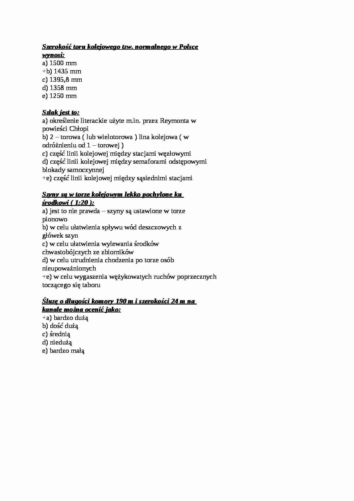 Infrastruktura transportu - test - Szlak - strona 1
