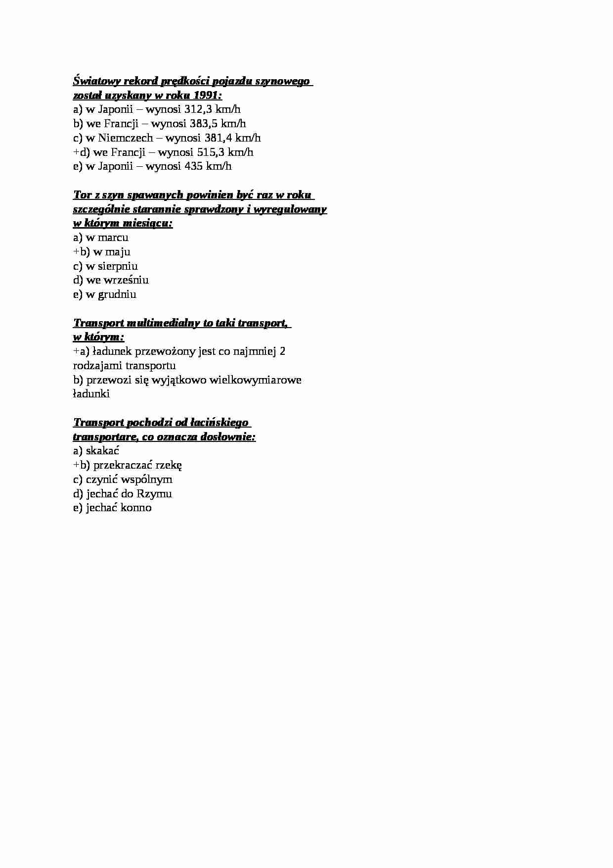 Infrastruktura transportu - test - Transport multimedialny - strona 1