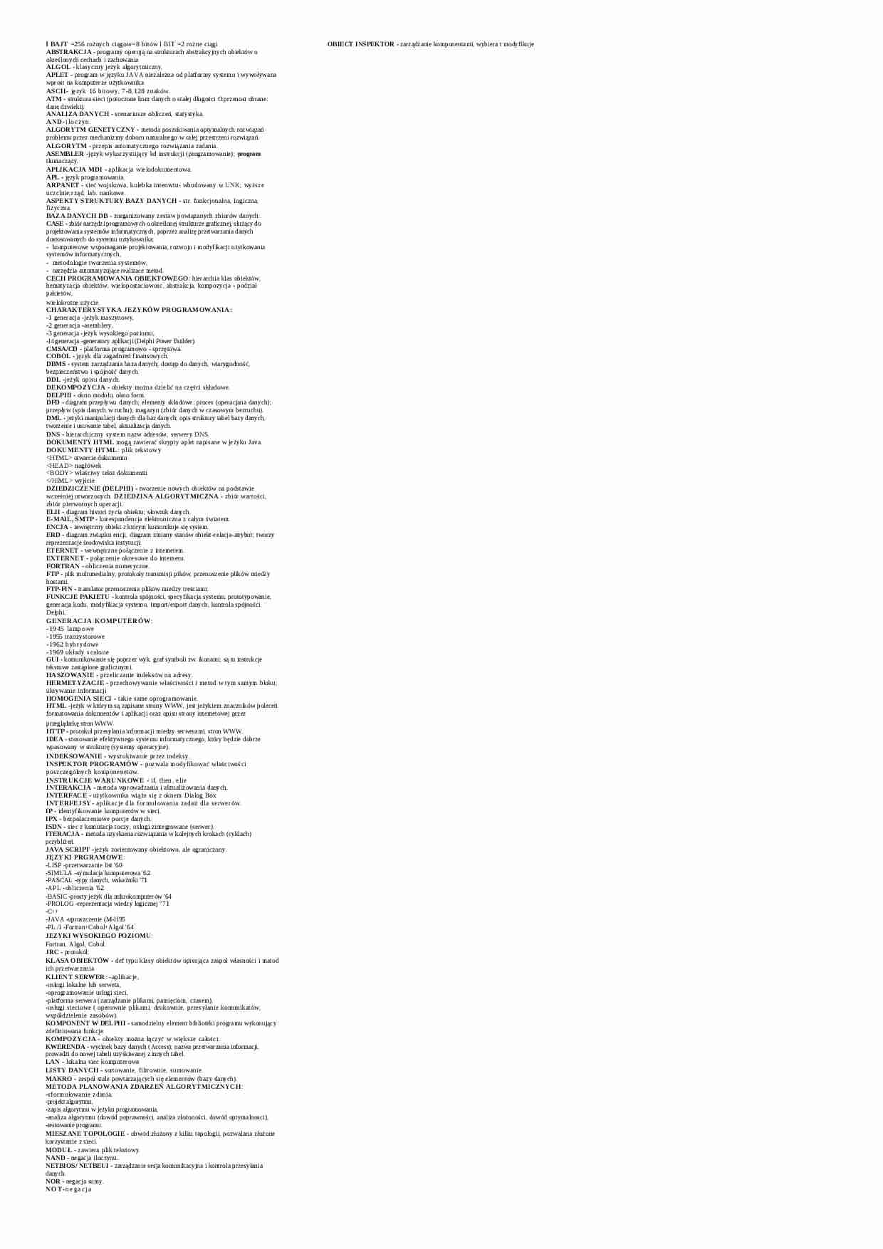 Wykład z zagadnień - informatyka - strona 1