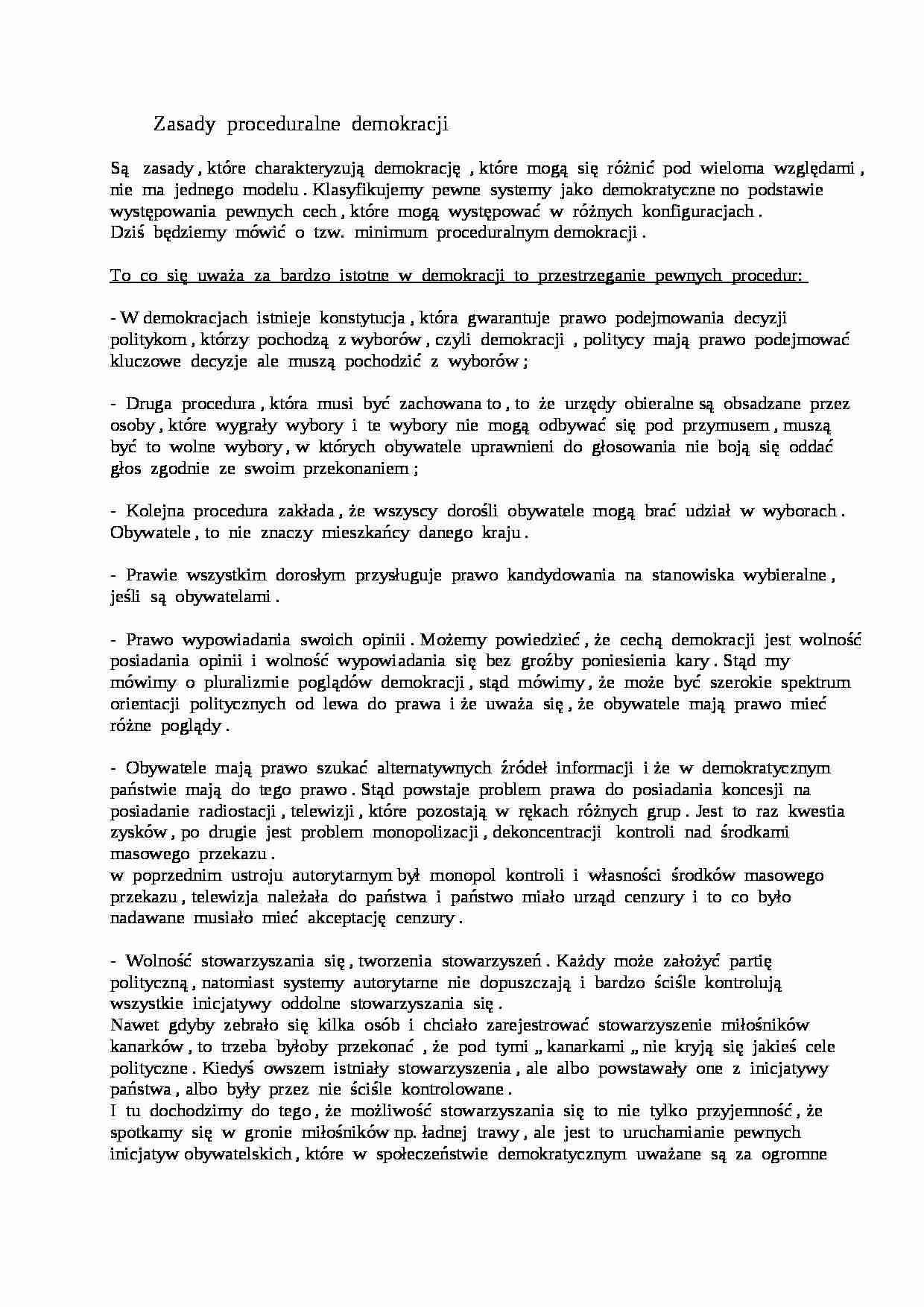 Zasady proceduralne demokracji - strona 1