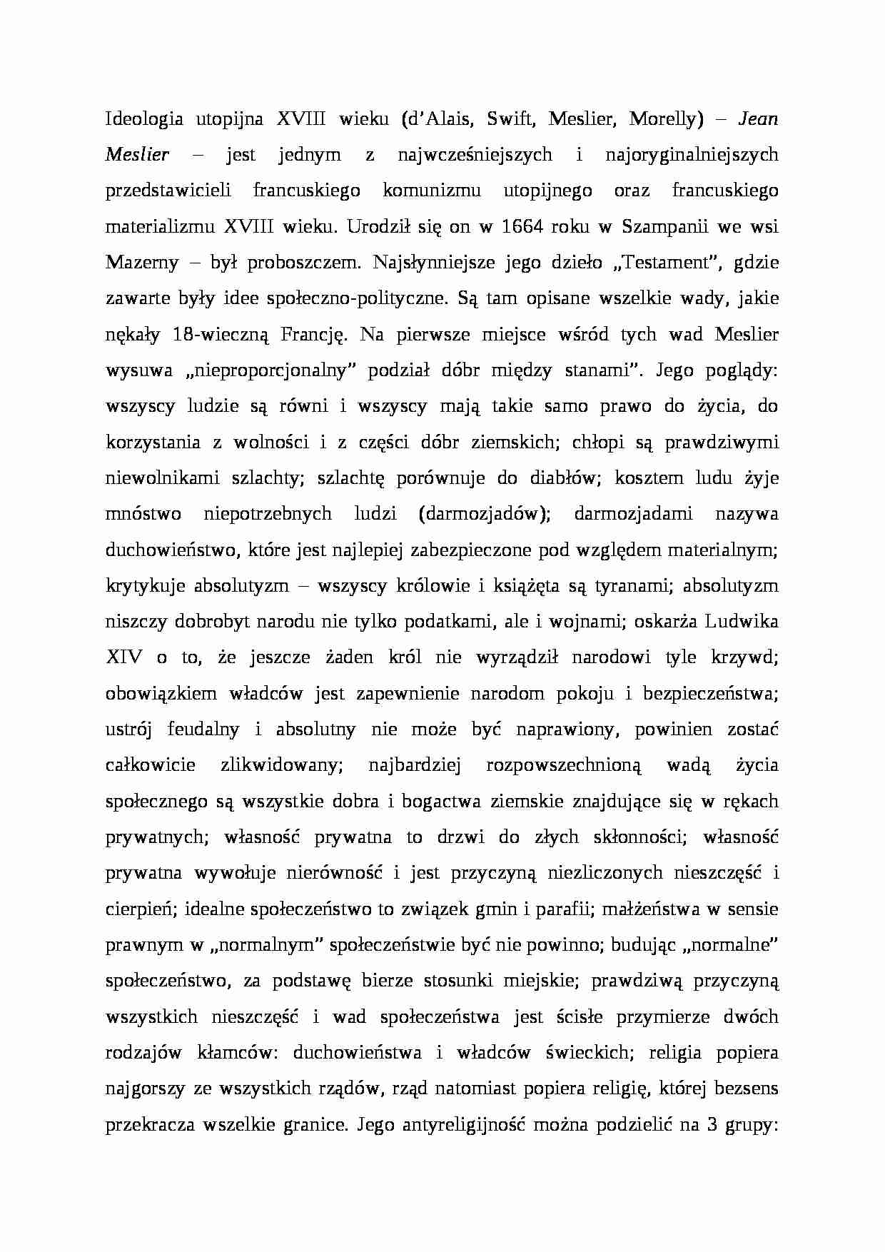 Ideologia utopijna XVIII wieku - strona 1