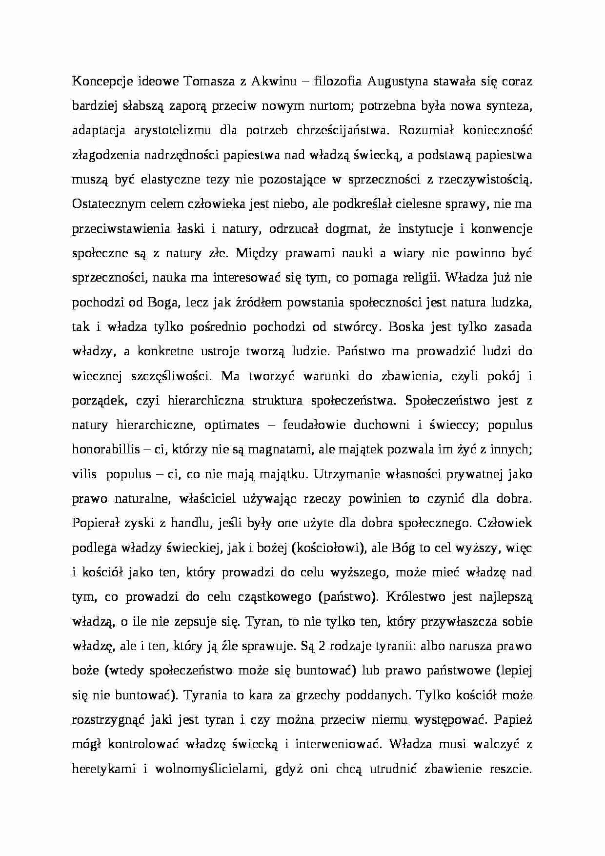 Koncepcje ideowe Tomasza z Akwinu - strona 1