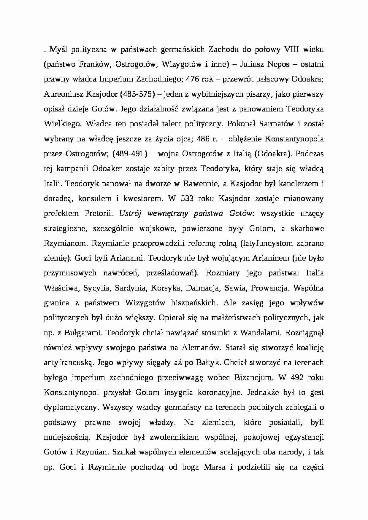 Myśl polityczna w państwach germańskich Zachodu do poł. VIII w. - strona 1