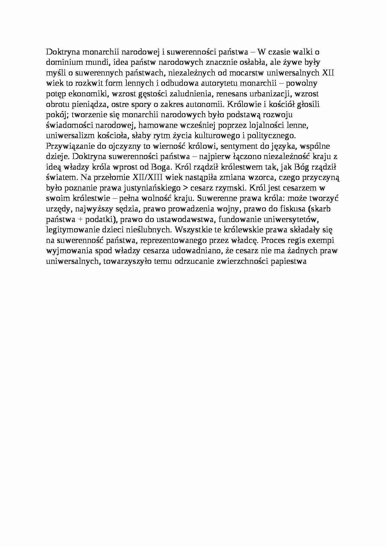 Walka o dominum mundi - doktryna monarchii narodowej i suwerenności państwa - strona 1