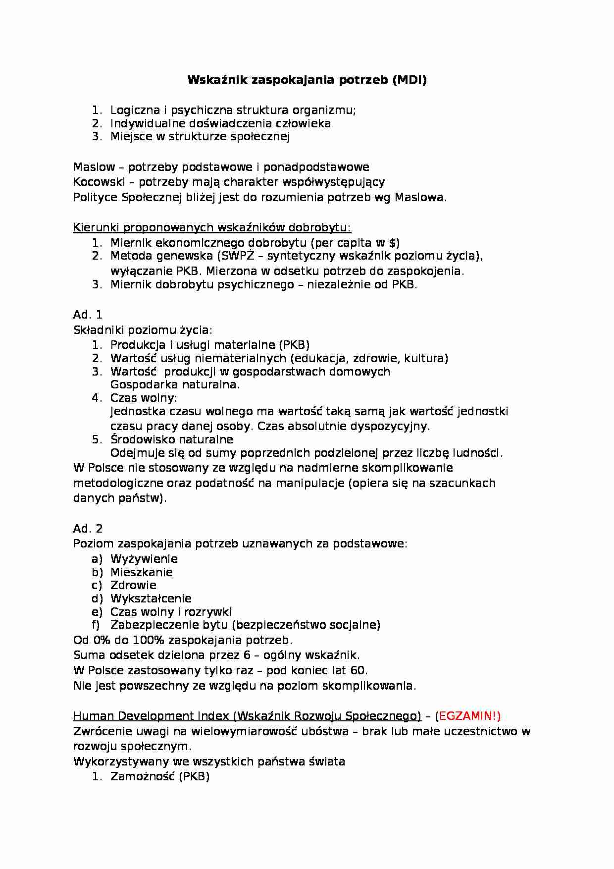 Wskaźnik zaspokajania potrzeb - strona 1