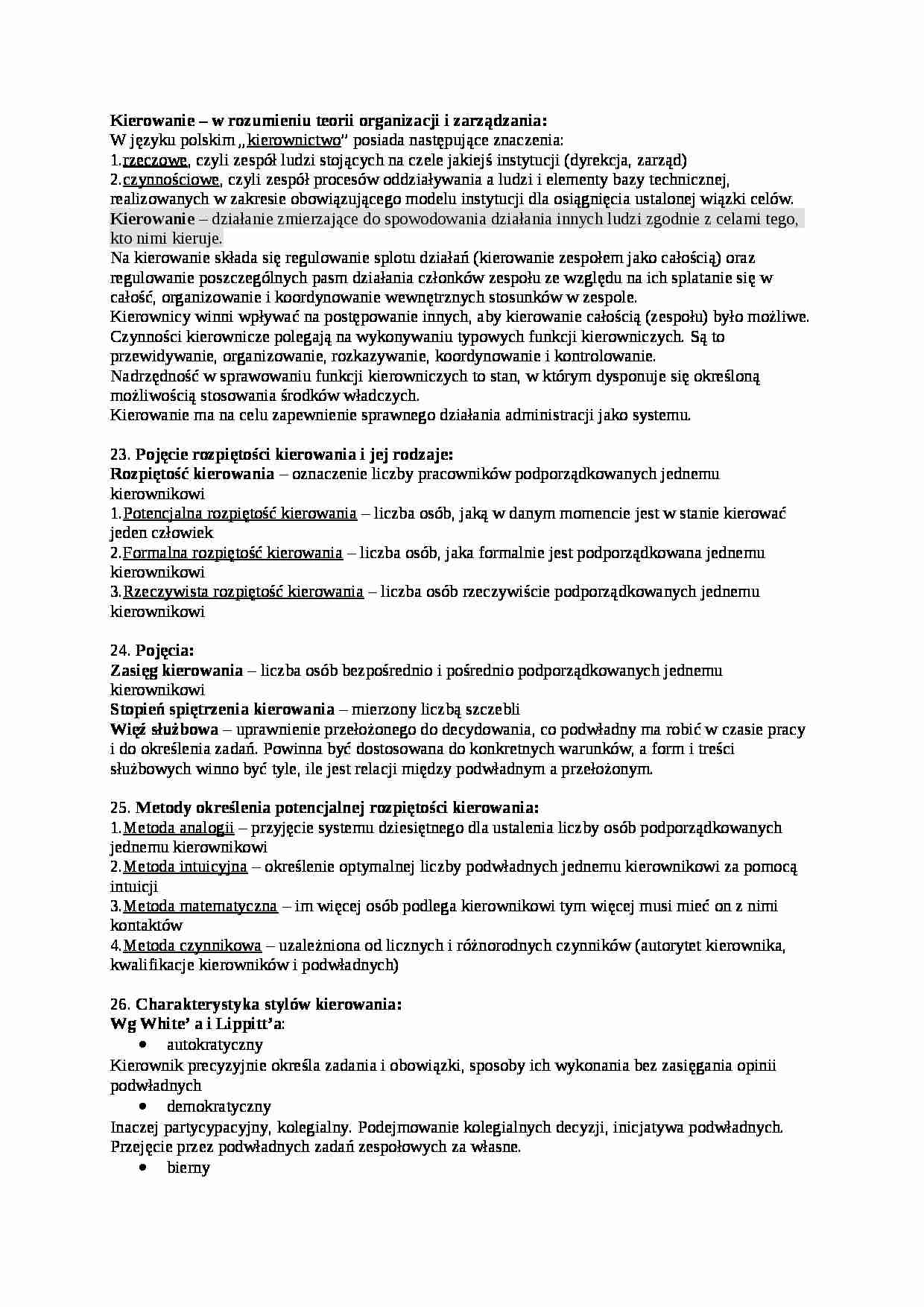 Kierowanie (w rozumieniu teorii organizacji i zarządzania) - strona 1