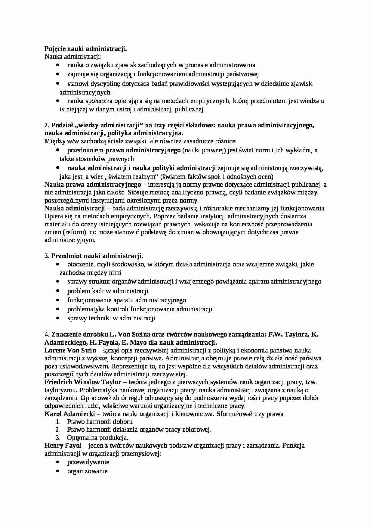 Pojęcie nauki administracji - strona 1