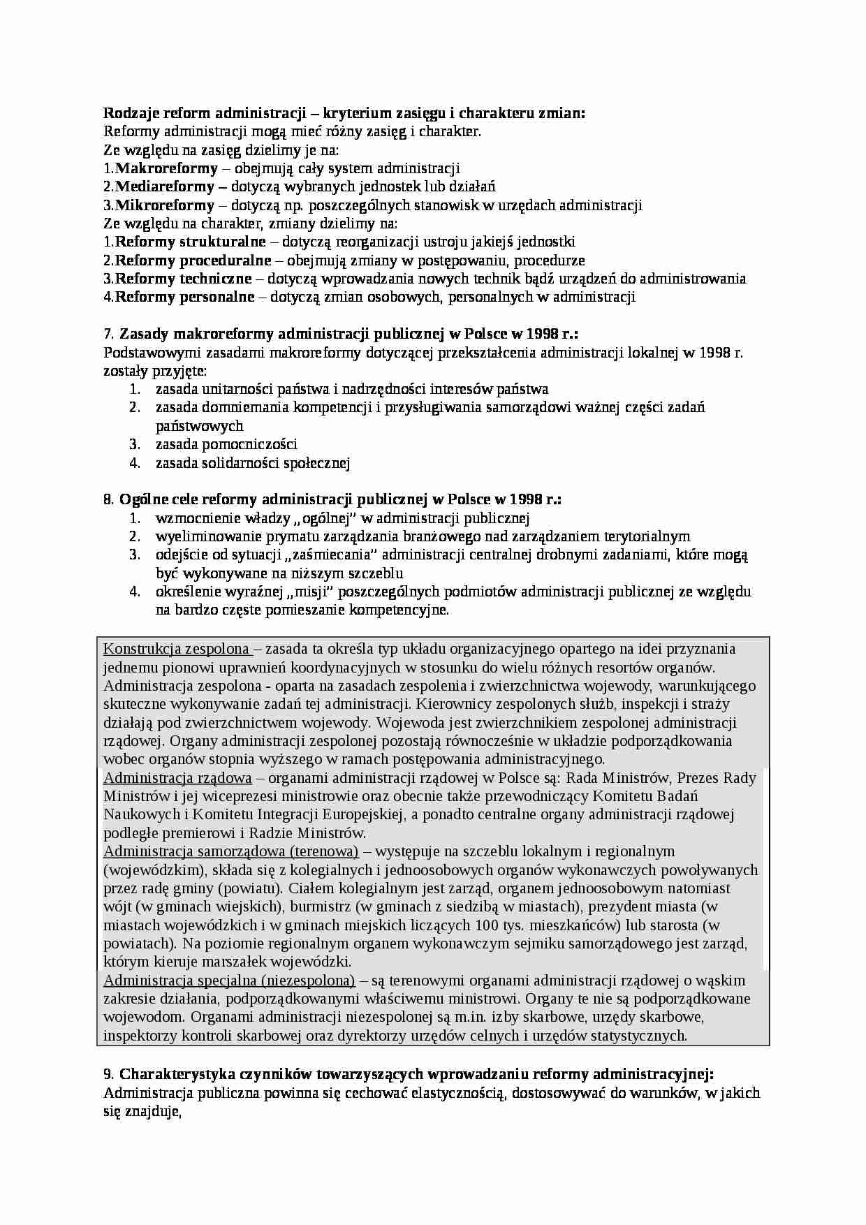 Rodzaje reform administracji - strona 1