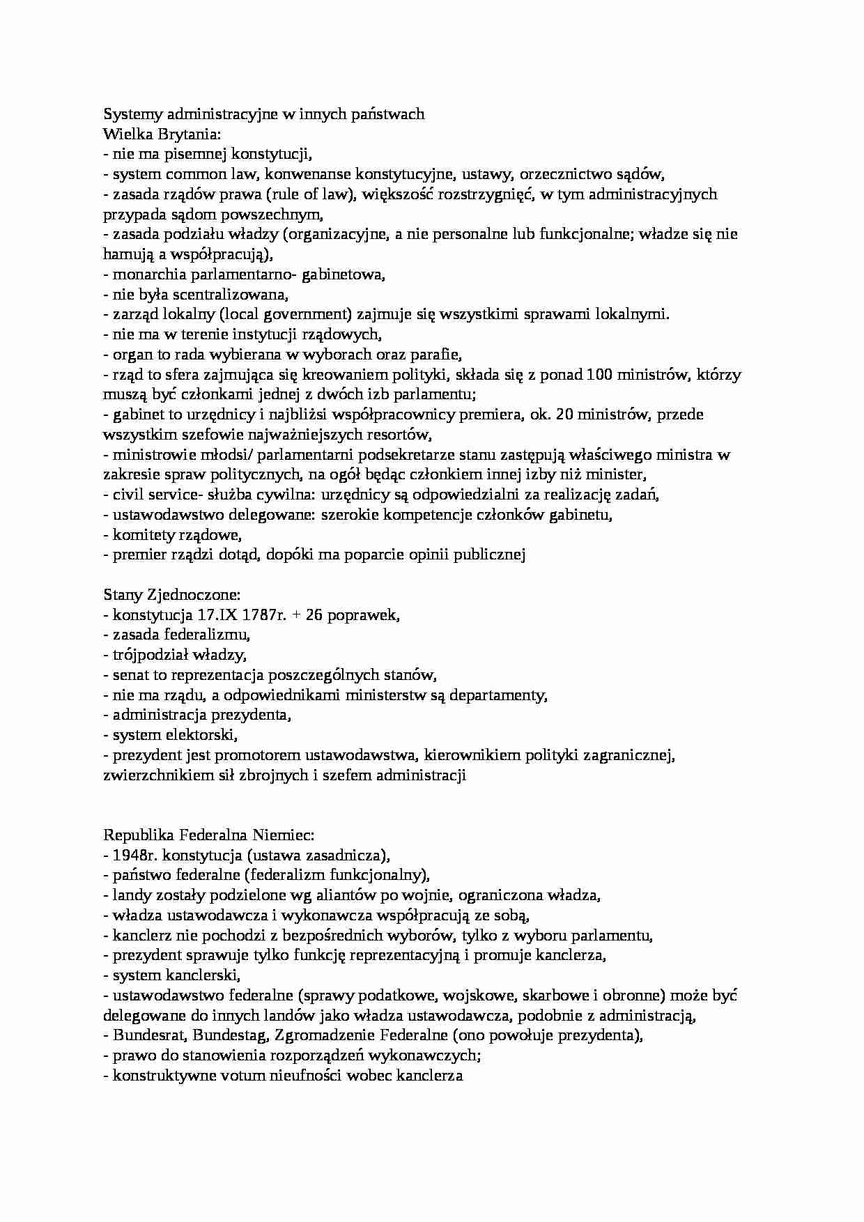 Systemy administracyjne w innych państwach - strona 1