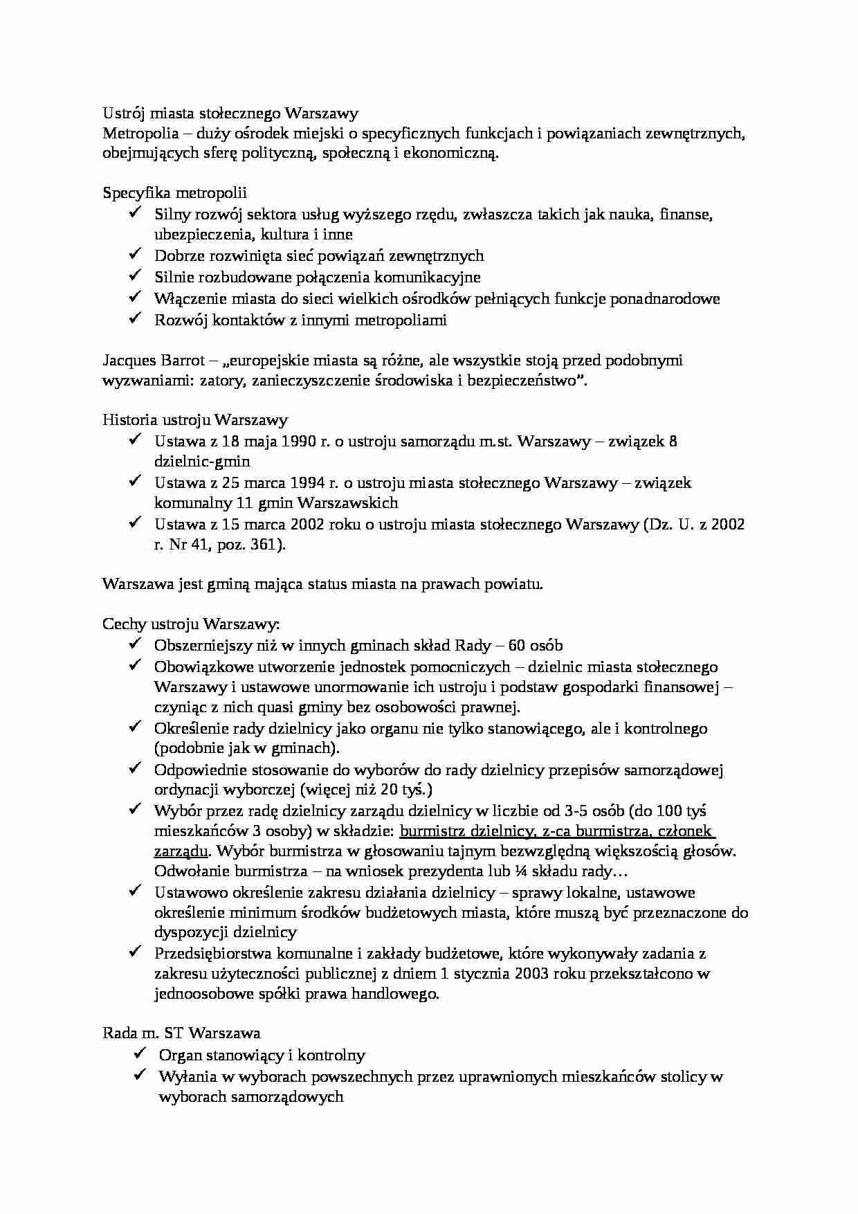 Ustrój miasta stołecznego Warszawy - strona 1