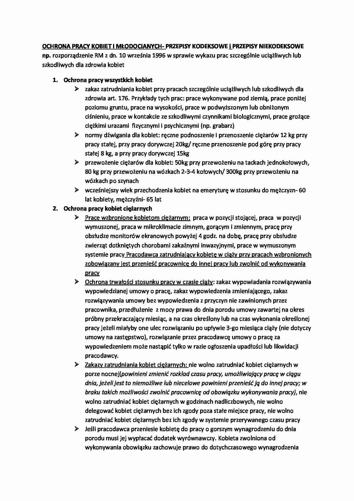 Ochrona pracy kobiet i młodocianych - strona 1