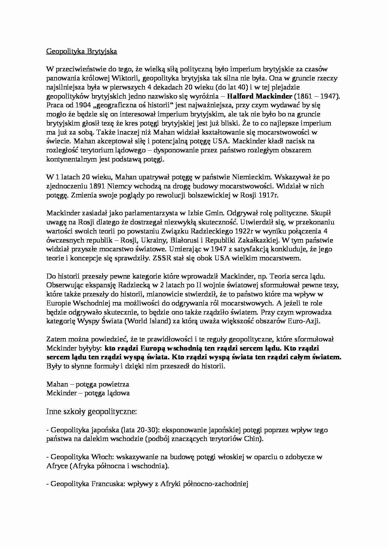 Geopolityka Brytyjska - strona 1