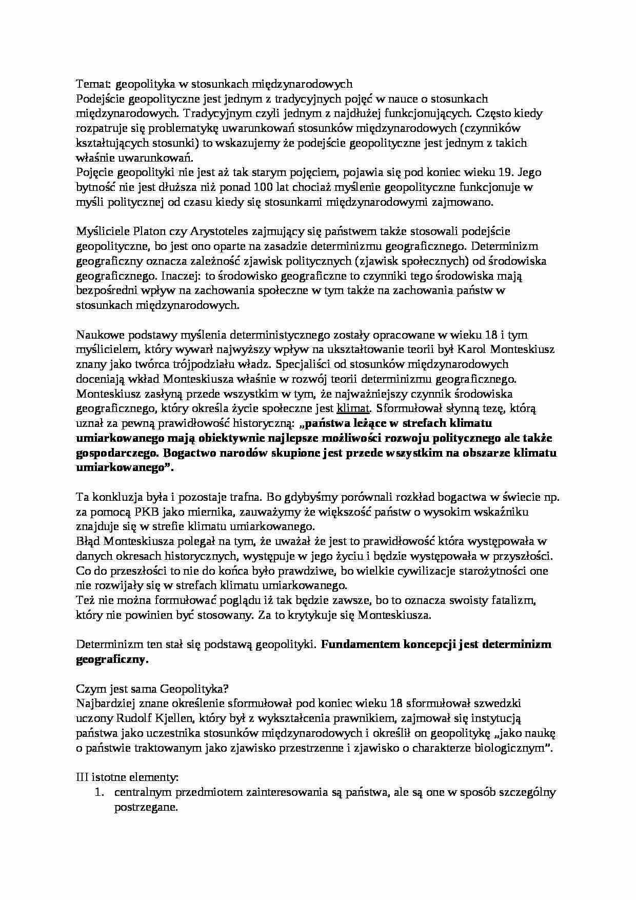 Geopolityka w stosunkach międzynarodowych - strona 1