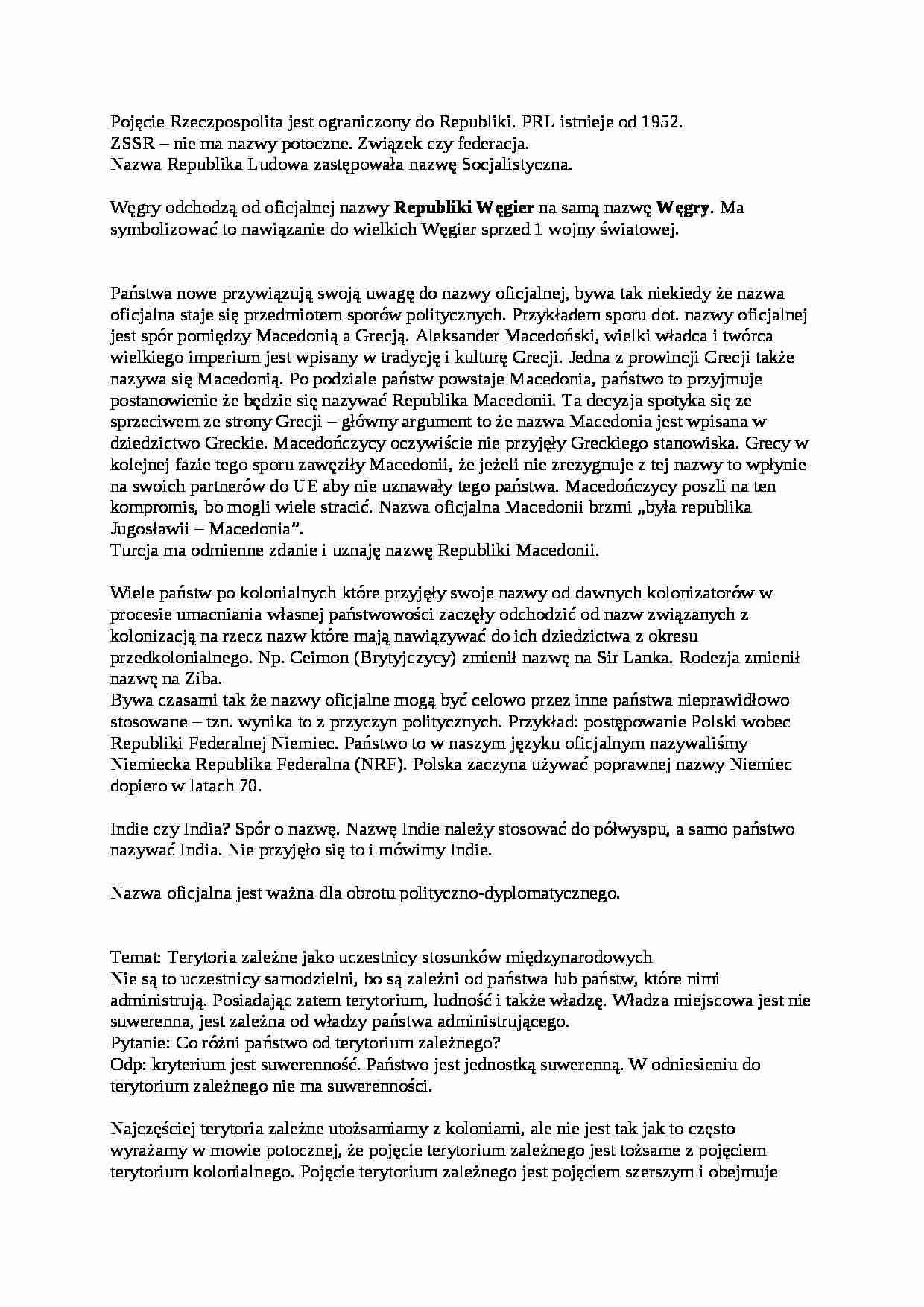 Nazwa państwa; terytoria zależne - strona 1